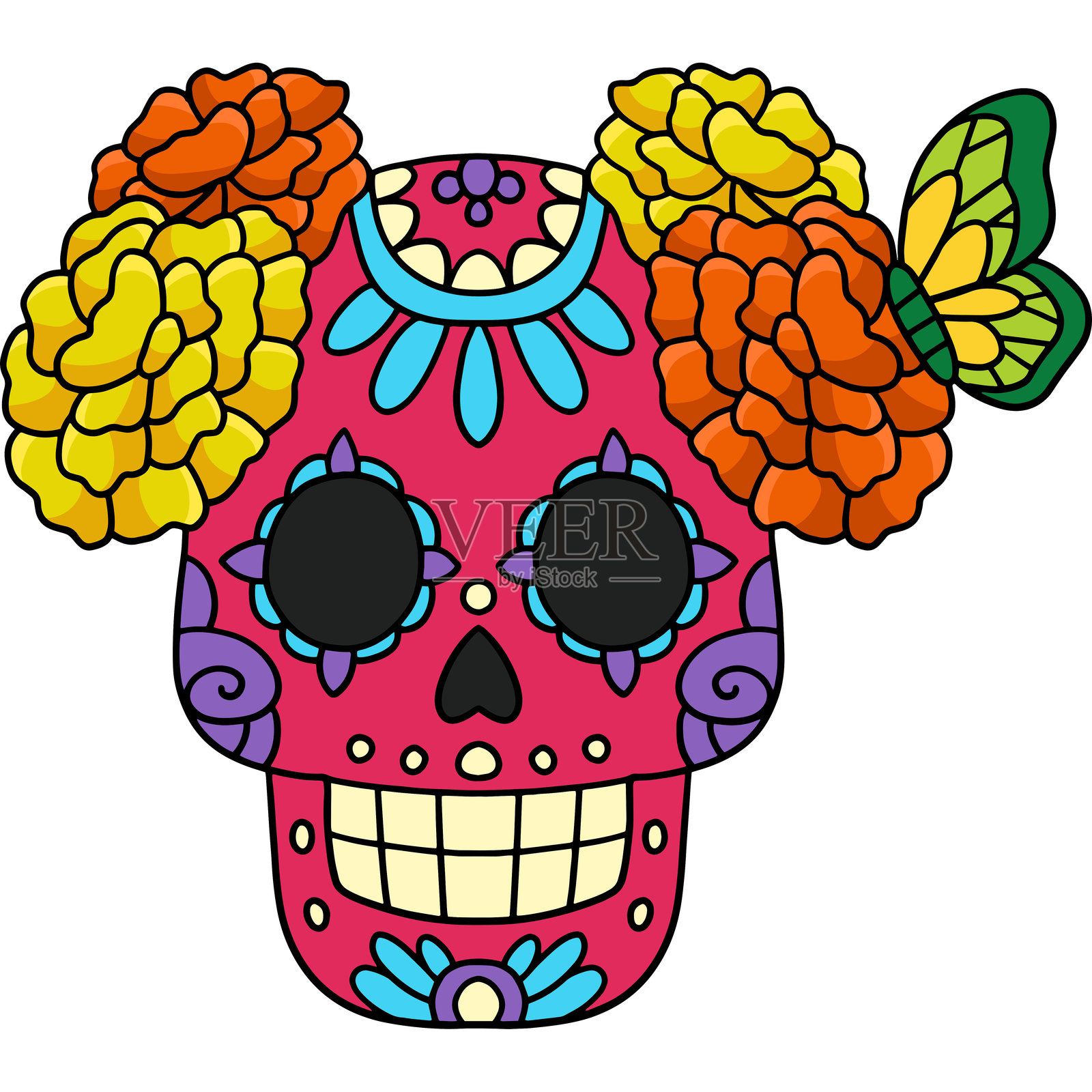 亡灵节骷髅卡通剪贴画插画图片素材