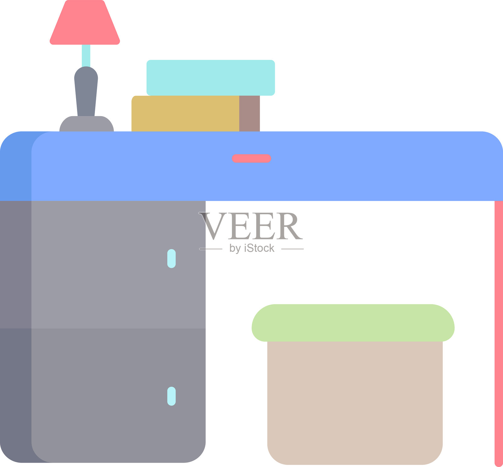 学习桌平面图标设计插画图片素材