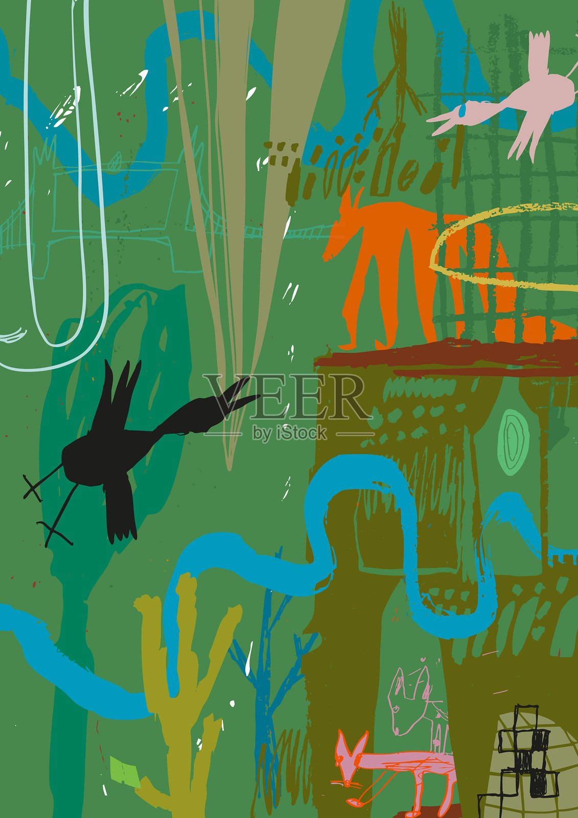 伦敦的野生动物插画图片素材