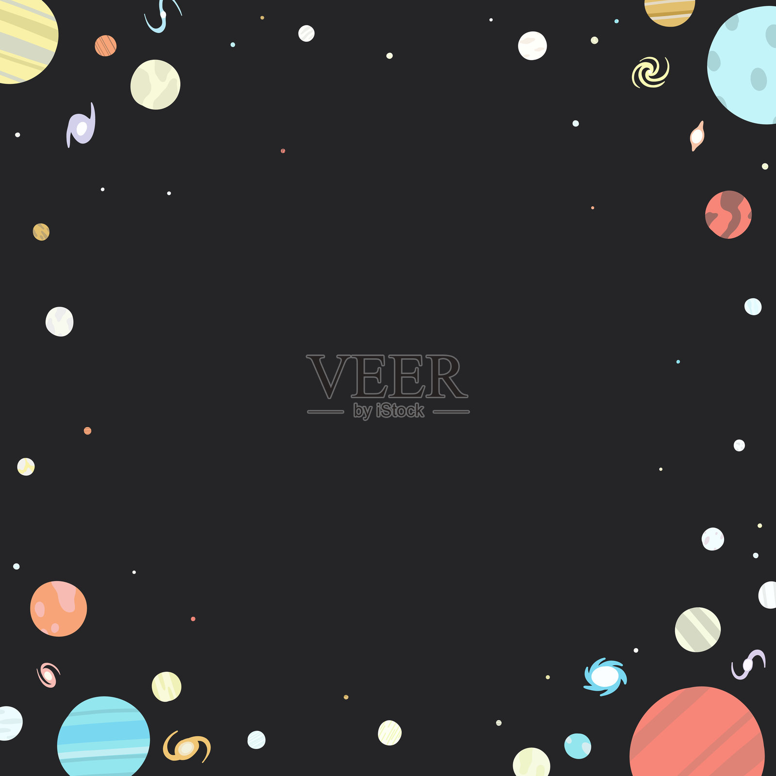 宇宙空间手绘矢量方框插画图片素材