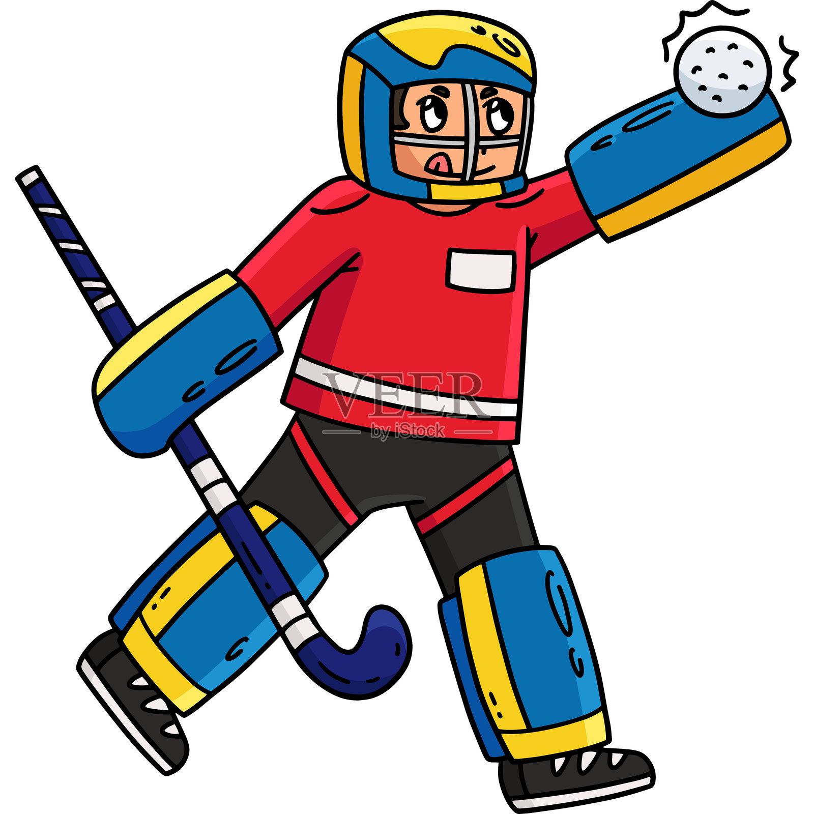 男子曲棍球守门员挡球剪贴画插画图片素材