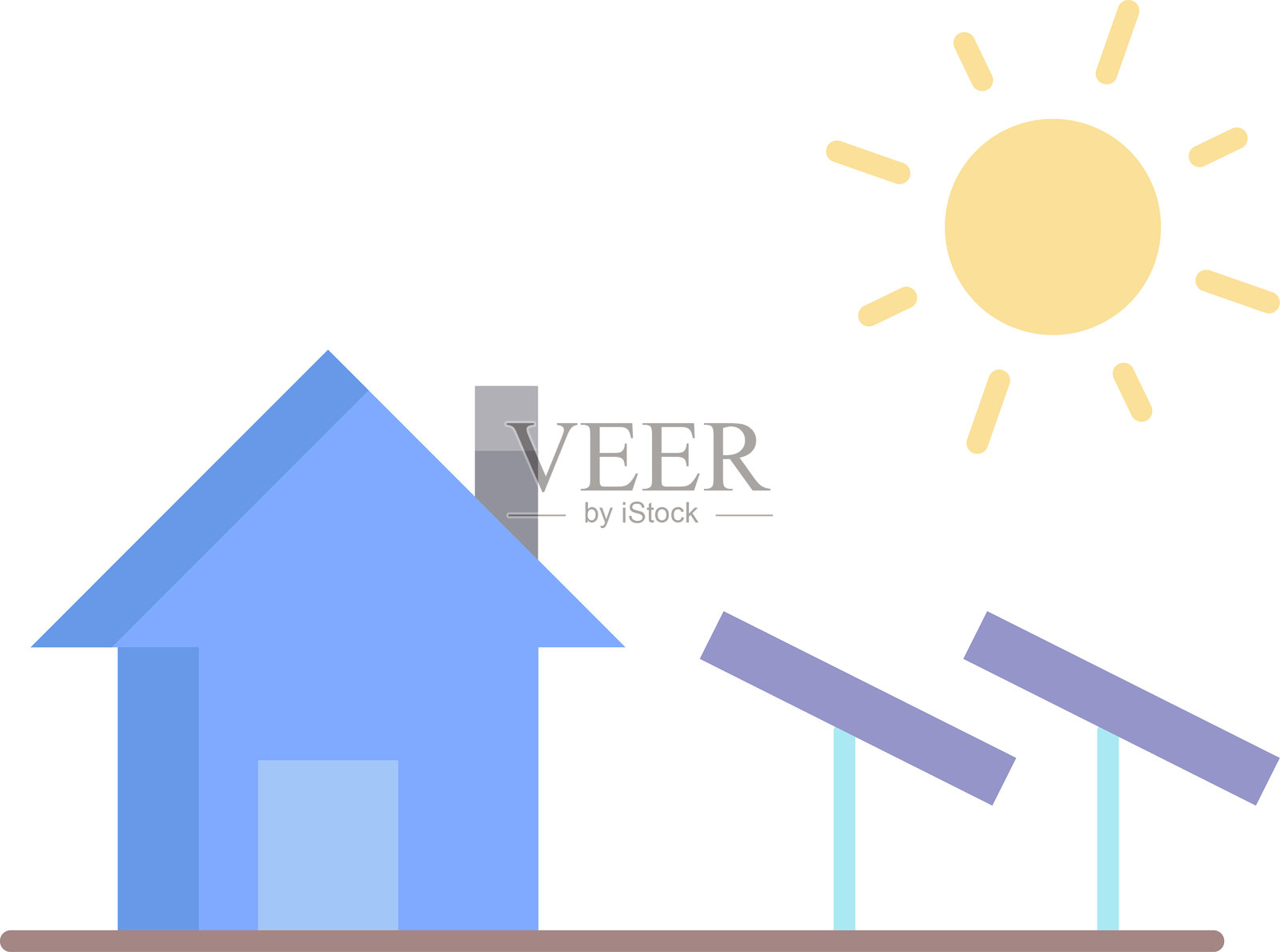 太阳能房屋扁平图标设计插画图片素材