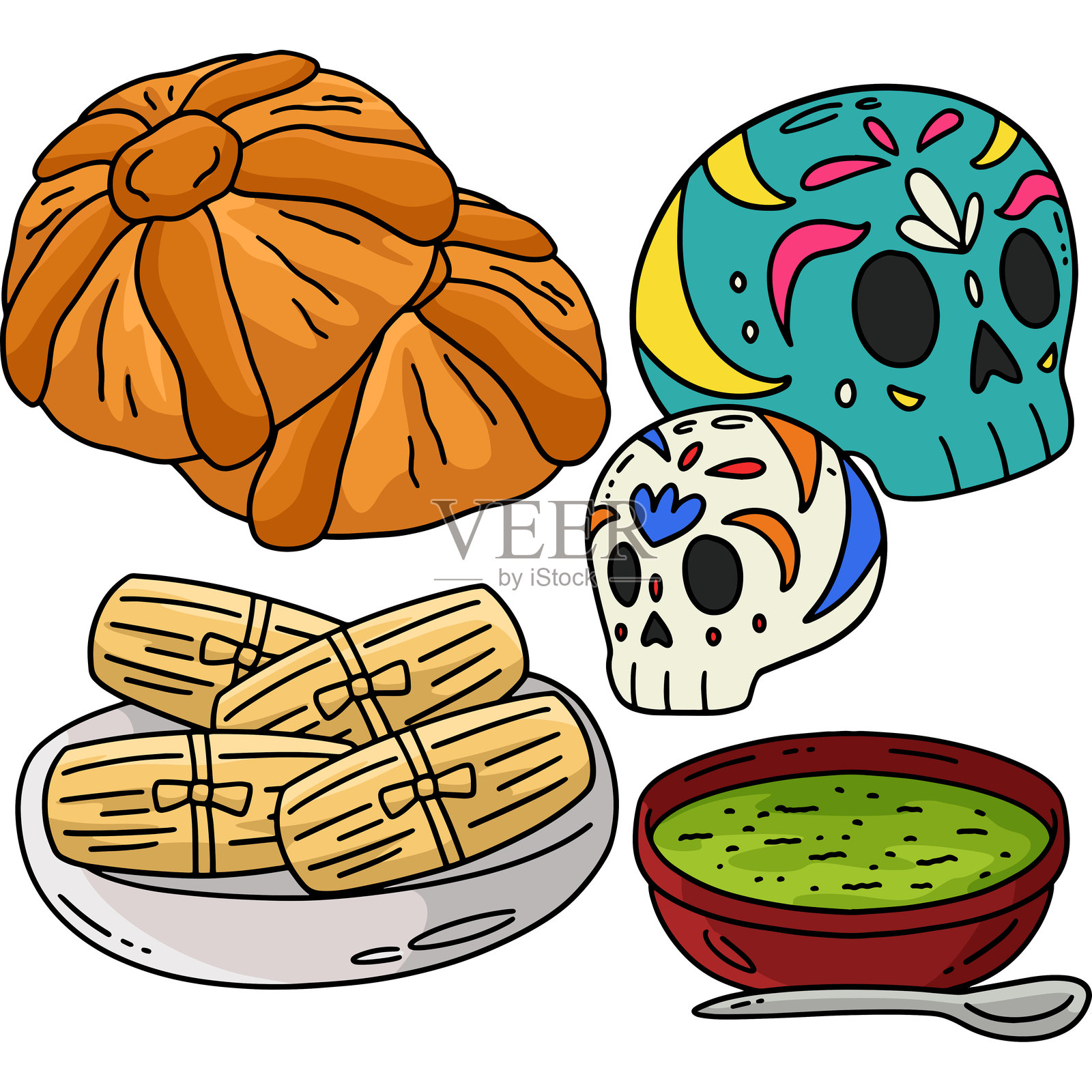 亡灵节庆祝食品剪贴画插画图片素材