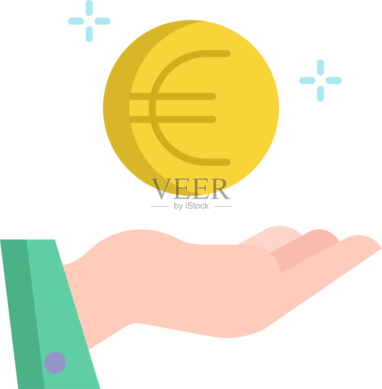 欧元扁平图标设计插画图片素材