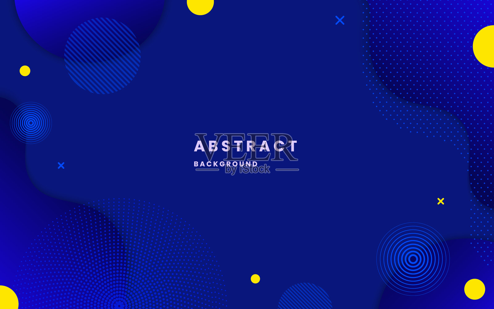 深蓝色未来主义抽象背景，带有黄色和蓝色几何形状，适用于科技和商业设计。插图矢量10 eps。插画图片素材