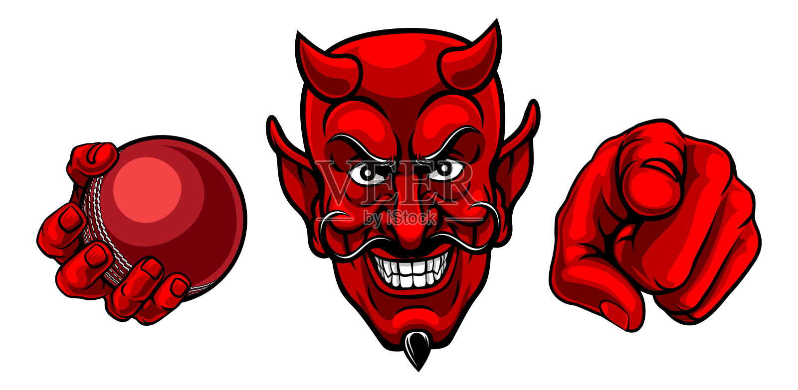 恶魔板球运动队吉祥物插图插画图片素材