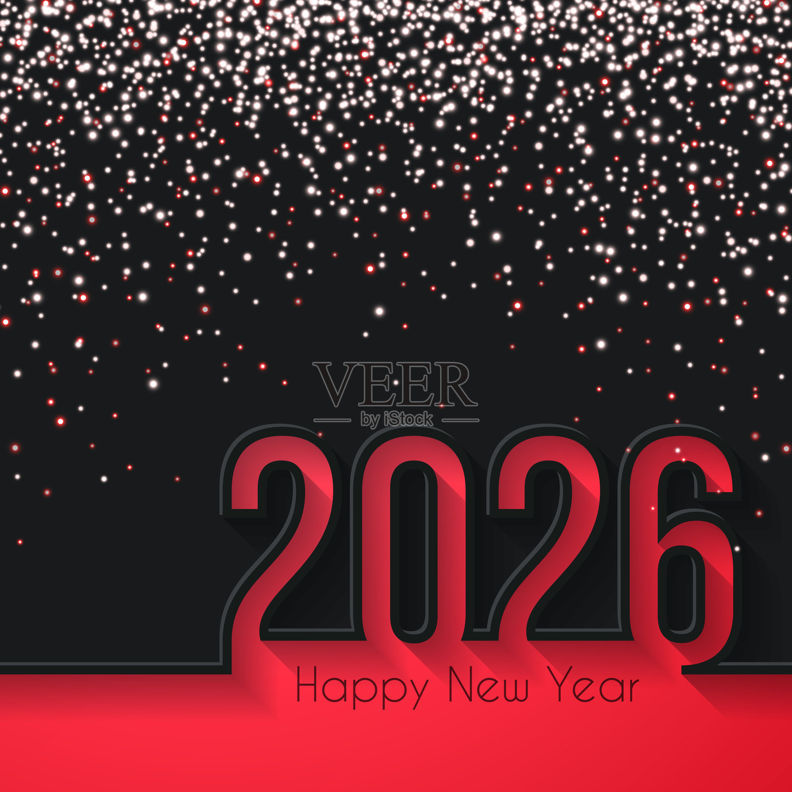 2026年新年快乐，金色闪光 - 黑色背景插画图片素材