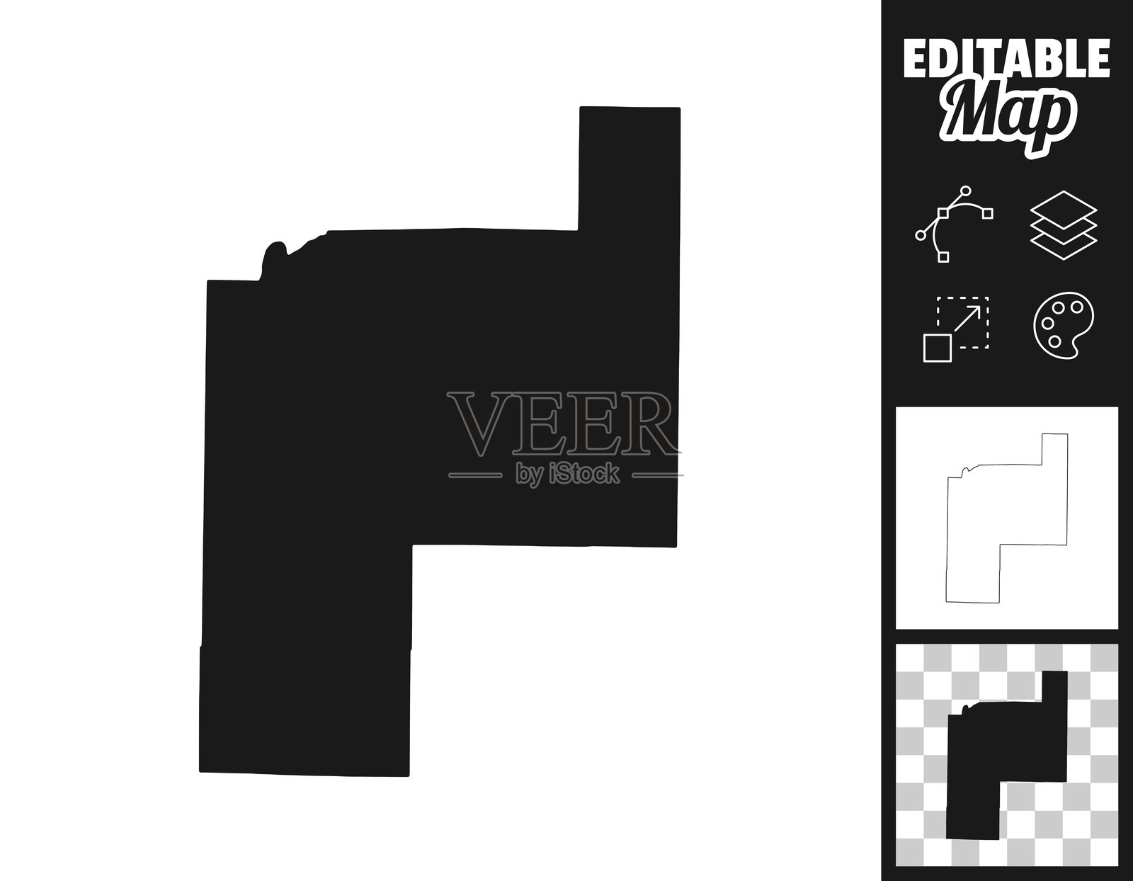 密苏里州菲尔普斯县的设计地图。易于编辑。插画图片素材
