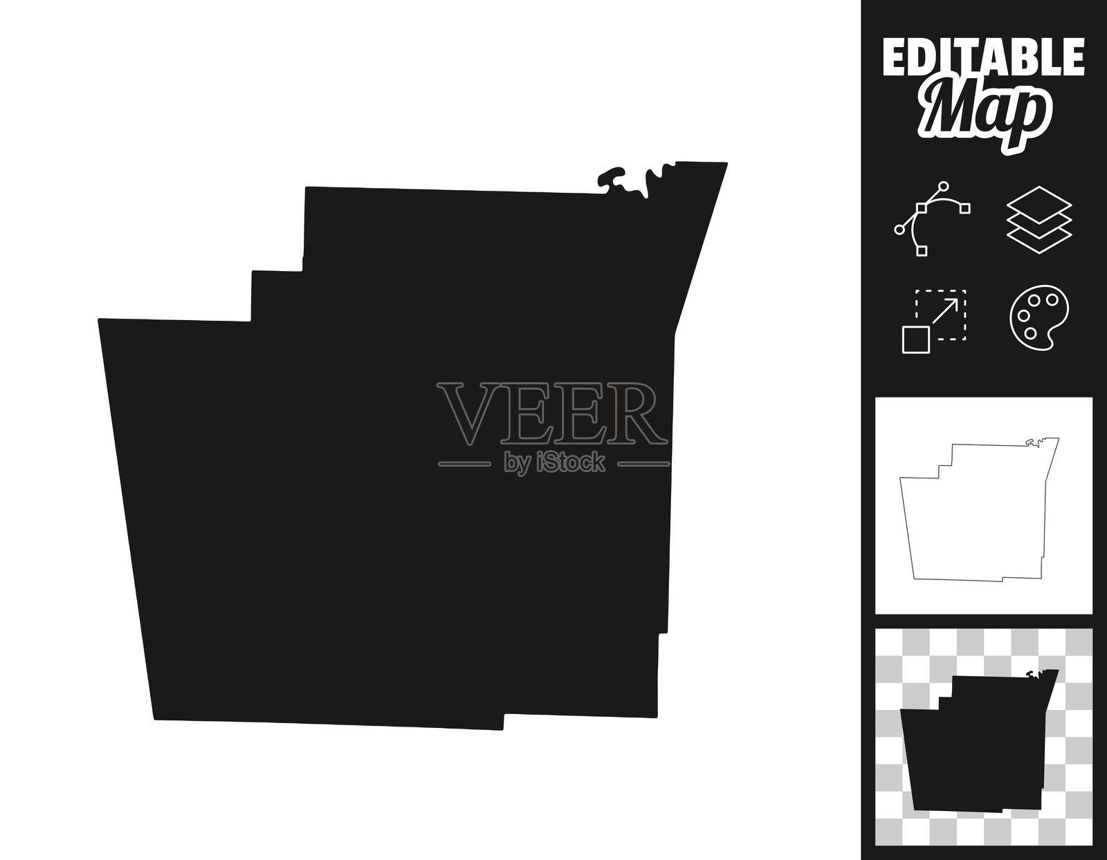 阿肯色州华盛顿县的可编辑设计地图插画图片素材