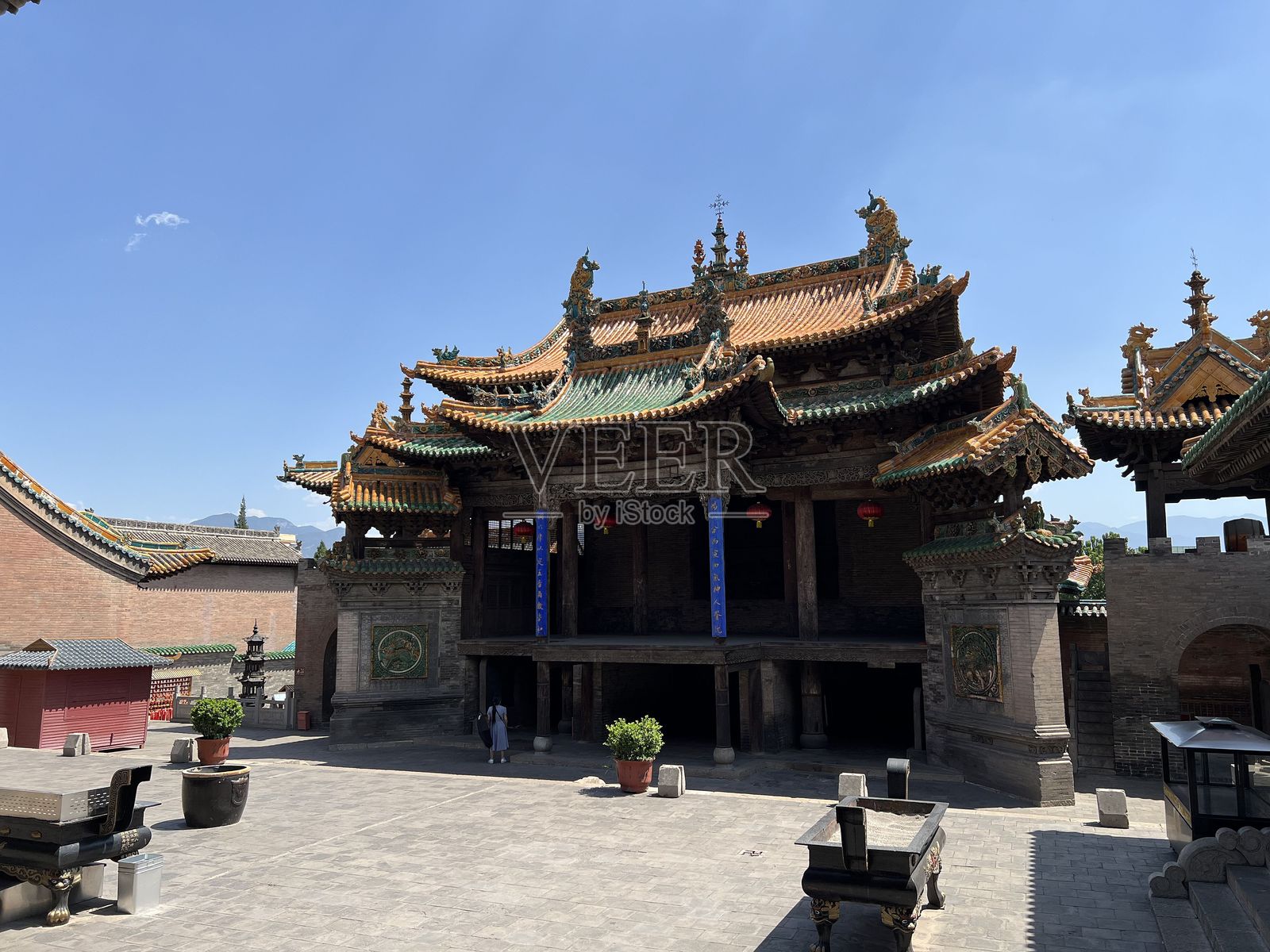 中国山西省介休市后土庙的建筑照片摄影图片