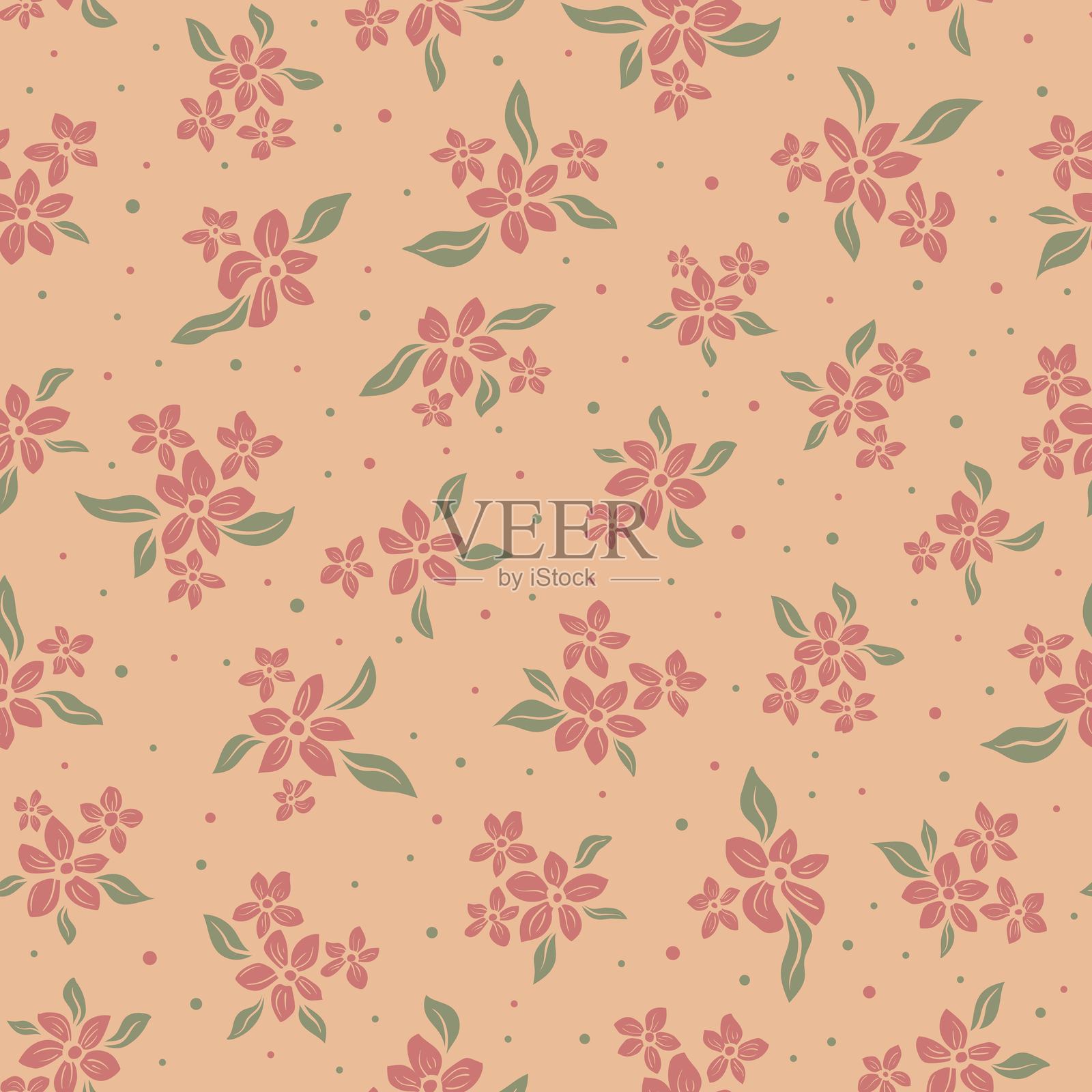 手绘小花无缝图案插画图片素材