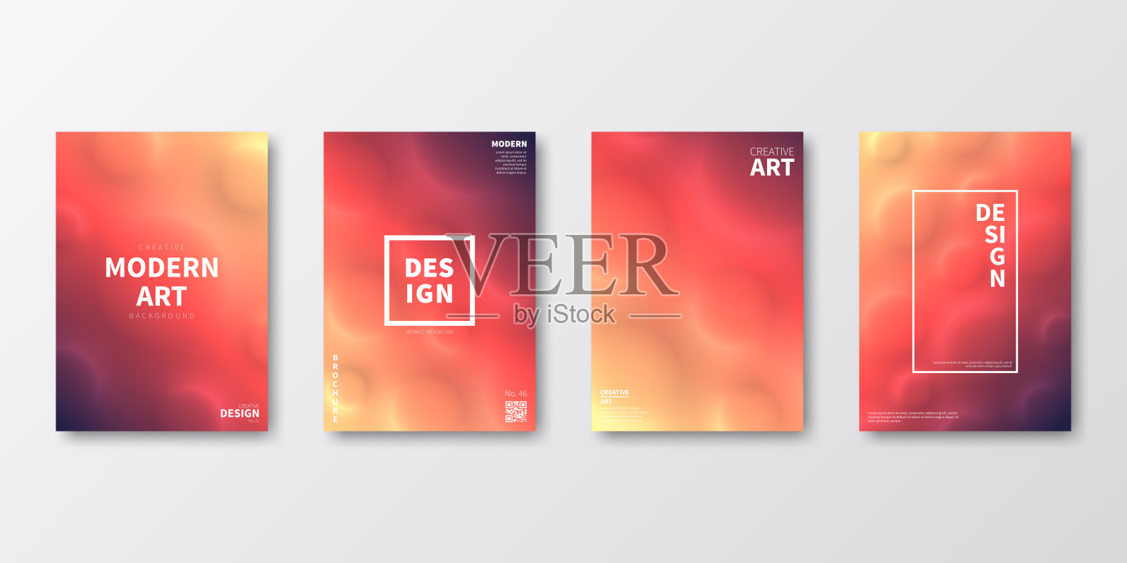 宣传册模板布局，红色封面设计，商业年度报告，传单，杂志插画图片素材