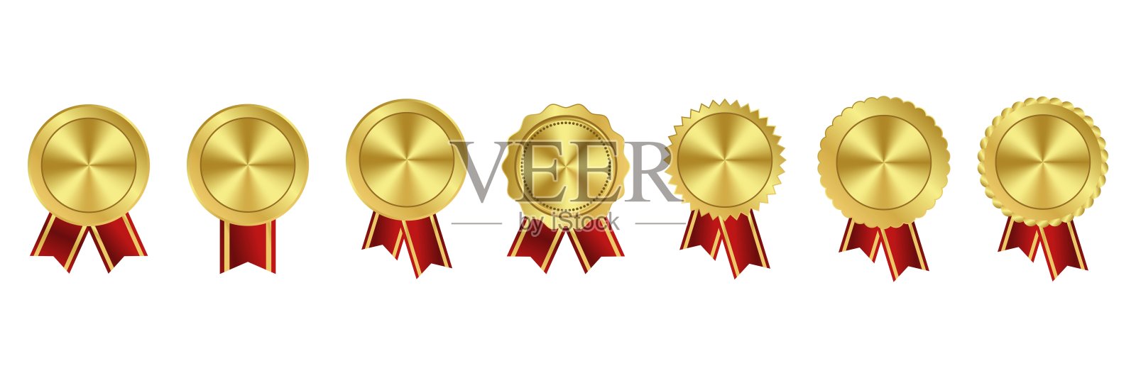 各种风格的金色徽章和丝带横幅套装插画图片素材