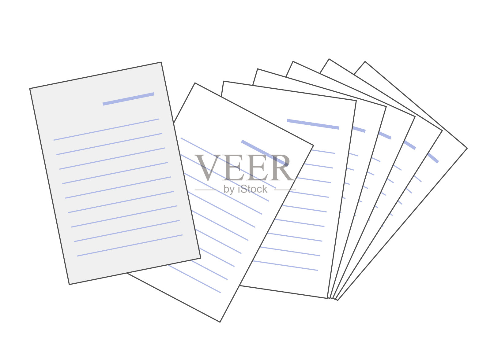 一套报告纸、信纸等插图，灵感来自商业和学习。插画图片素材