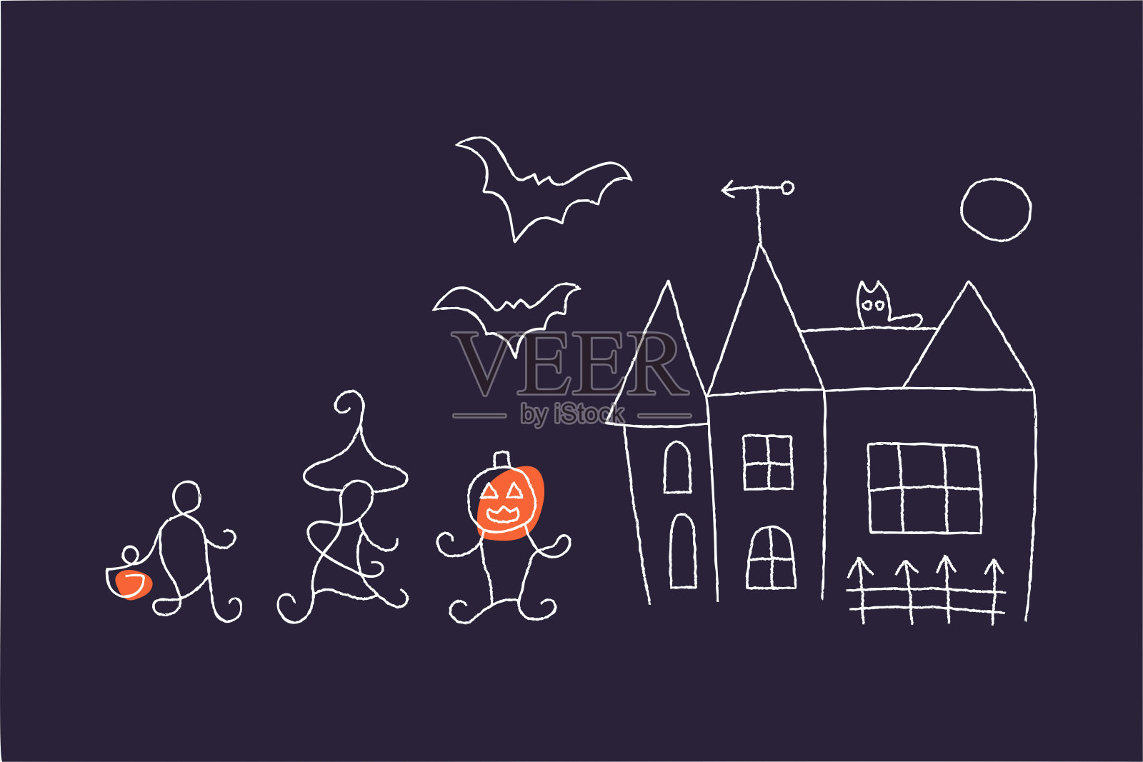 万圣节背景与手绘的恐怖元素插画图片素材