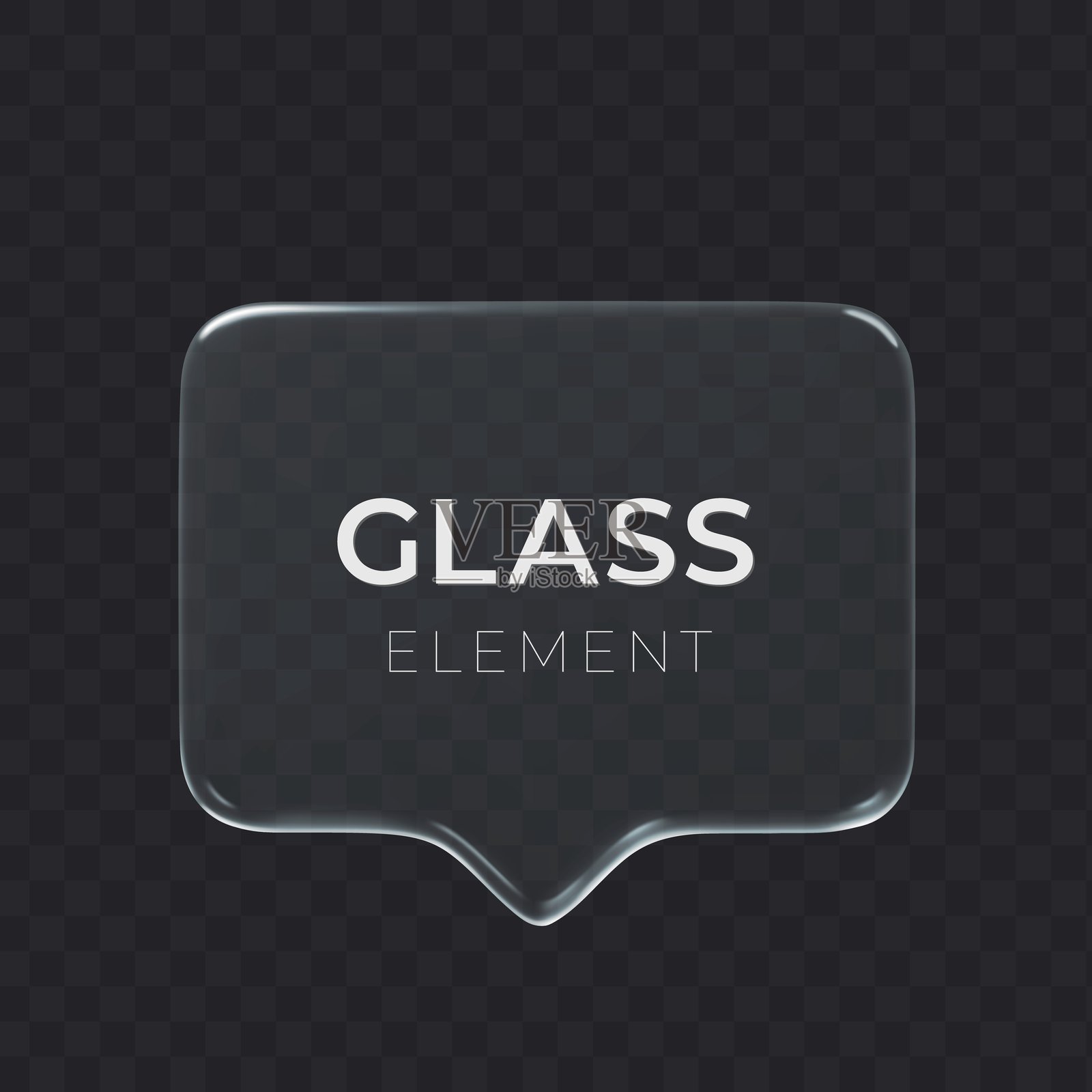 玻璃语音气泡3D图标，背景为深色透明。消息云矢量对象插画图片素材