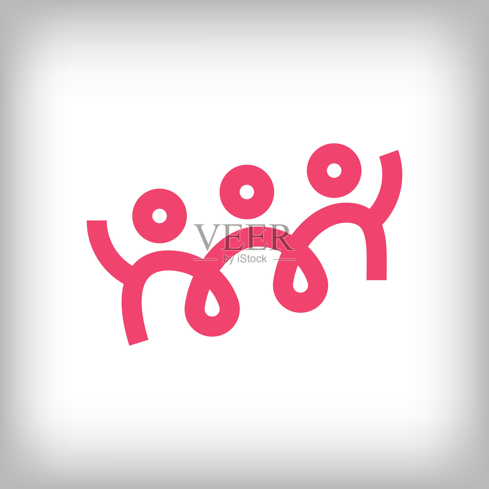 一个独特的设计，描绘了人们手牵手的场景。插画图片素材