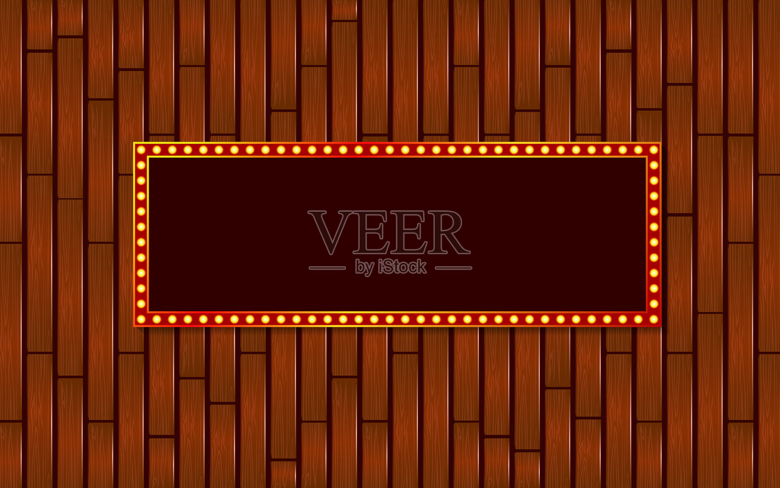 红色复古灯框置于木质背景上插画图片素材