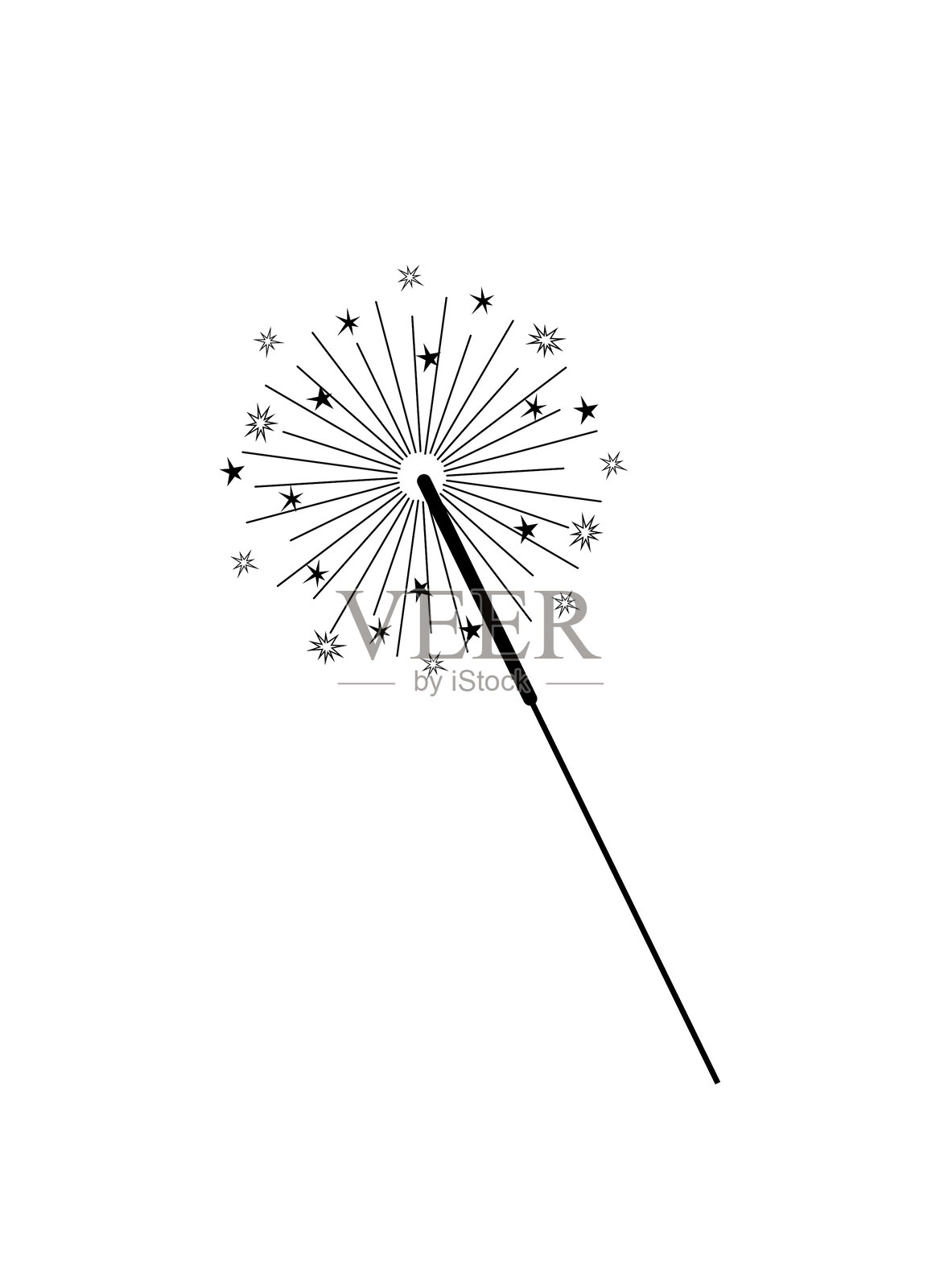 白色背景上的烟花，黑白图形插图，矢量图插画图片素材