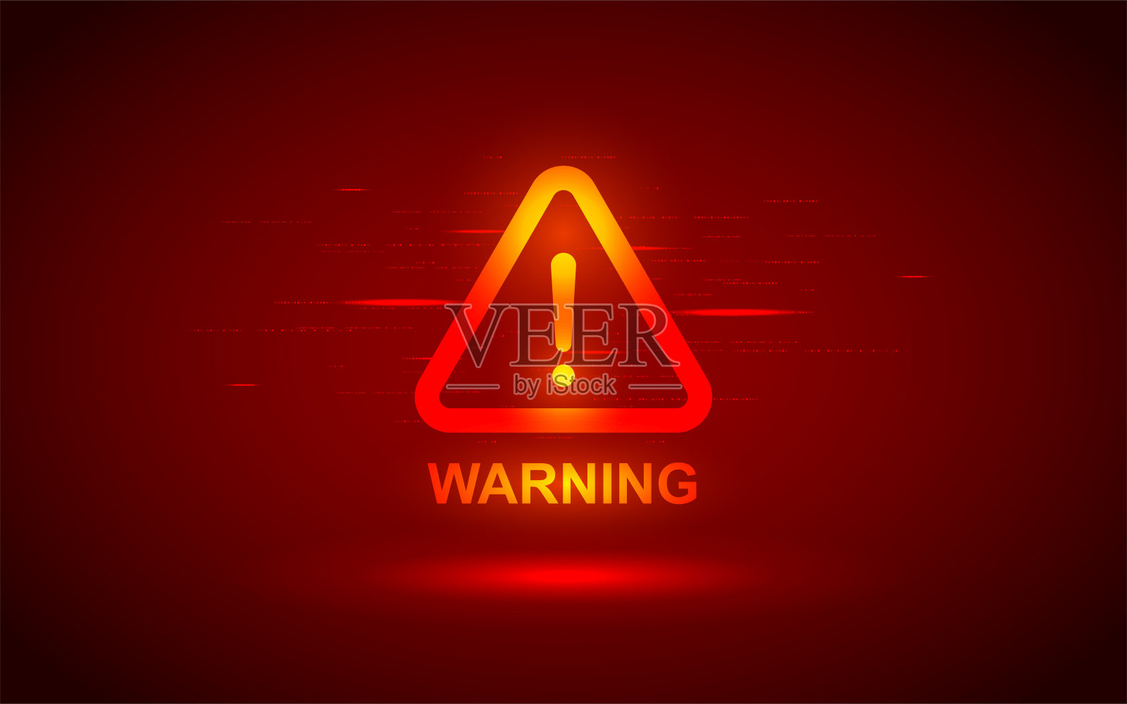 发光的红色警告标志矢量图，带有光线警报、危险、注意和警告插画图片素材