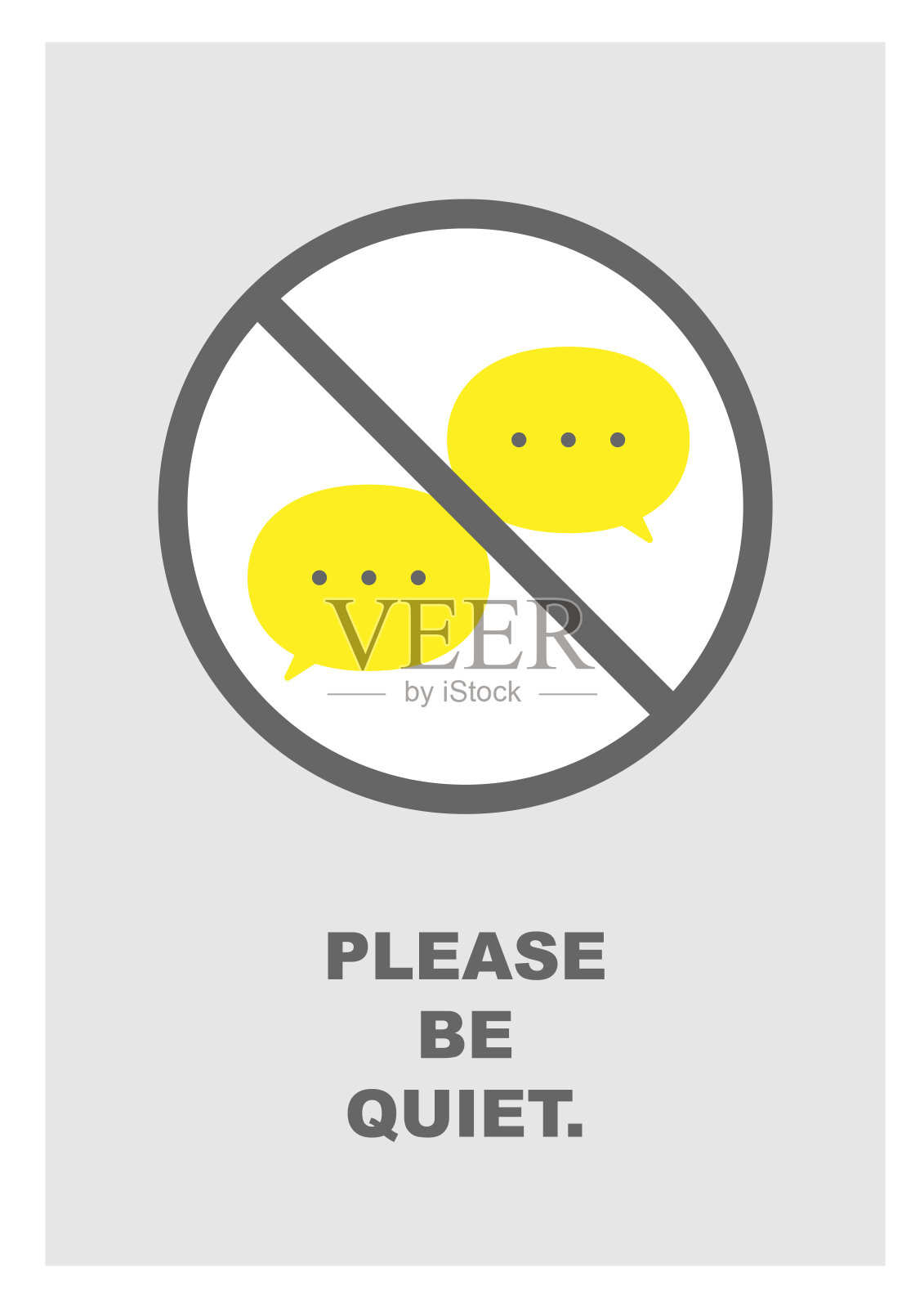 请勿交谈，请保持安静标志海报，带有对话气泡图标和禁止符号图形设计插画图片素材