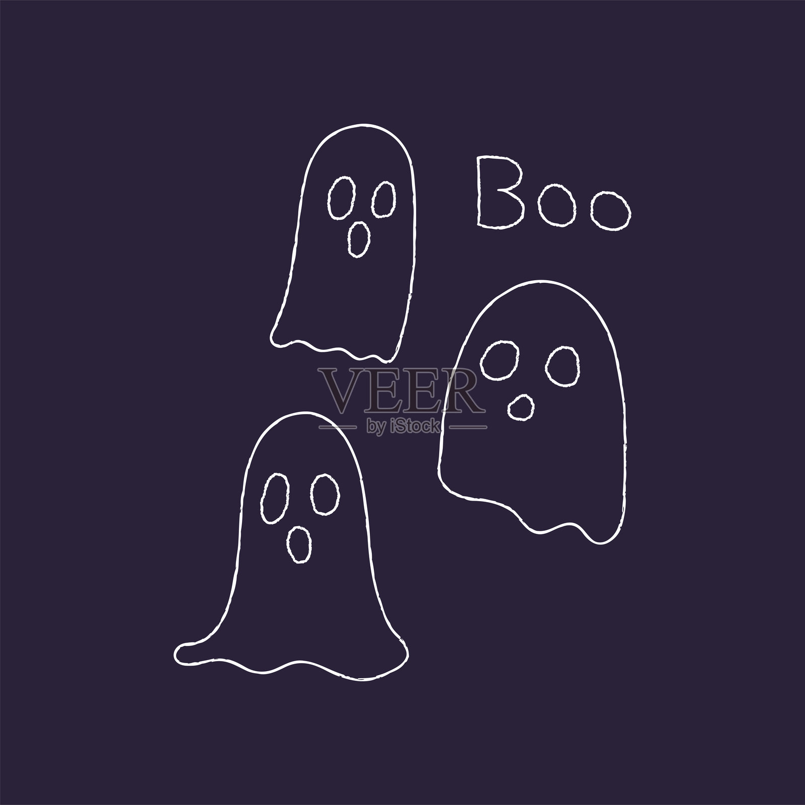 可爱的鬼魂万圣节手绘矢量插图插画图片素材