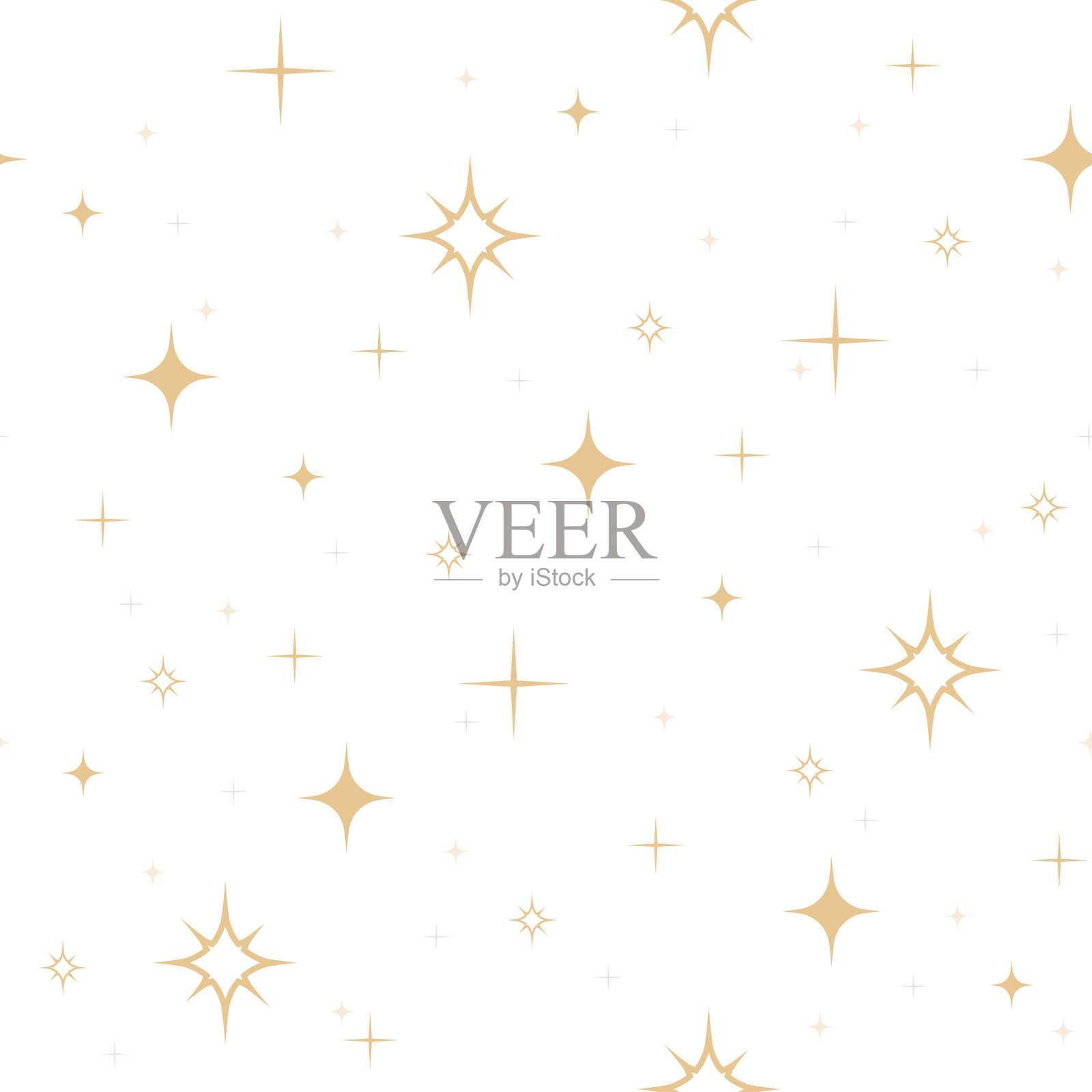 白色背景上的无缝金色星星图案插画图片素材