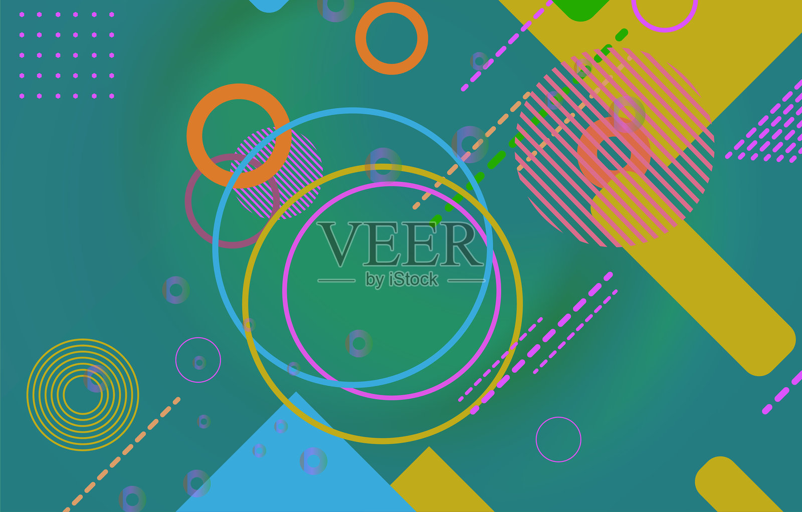 抽象几何背景，包含圆形和线条。适用于您的设计的矢量插图。插画图片素材