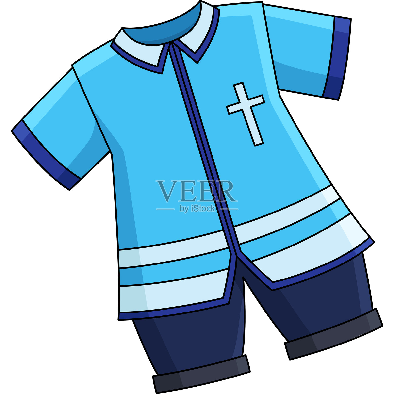 洗礼男婴服装卡通彩色剪贴画插画图片素材