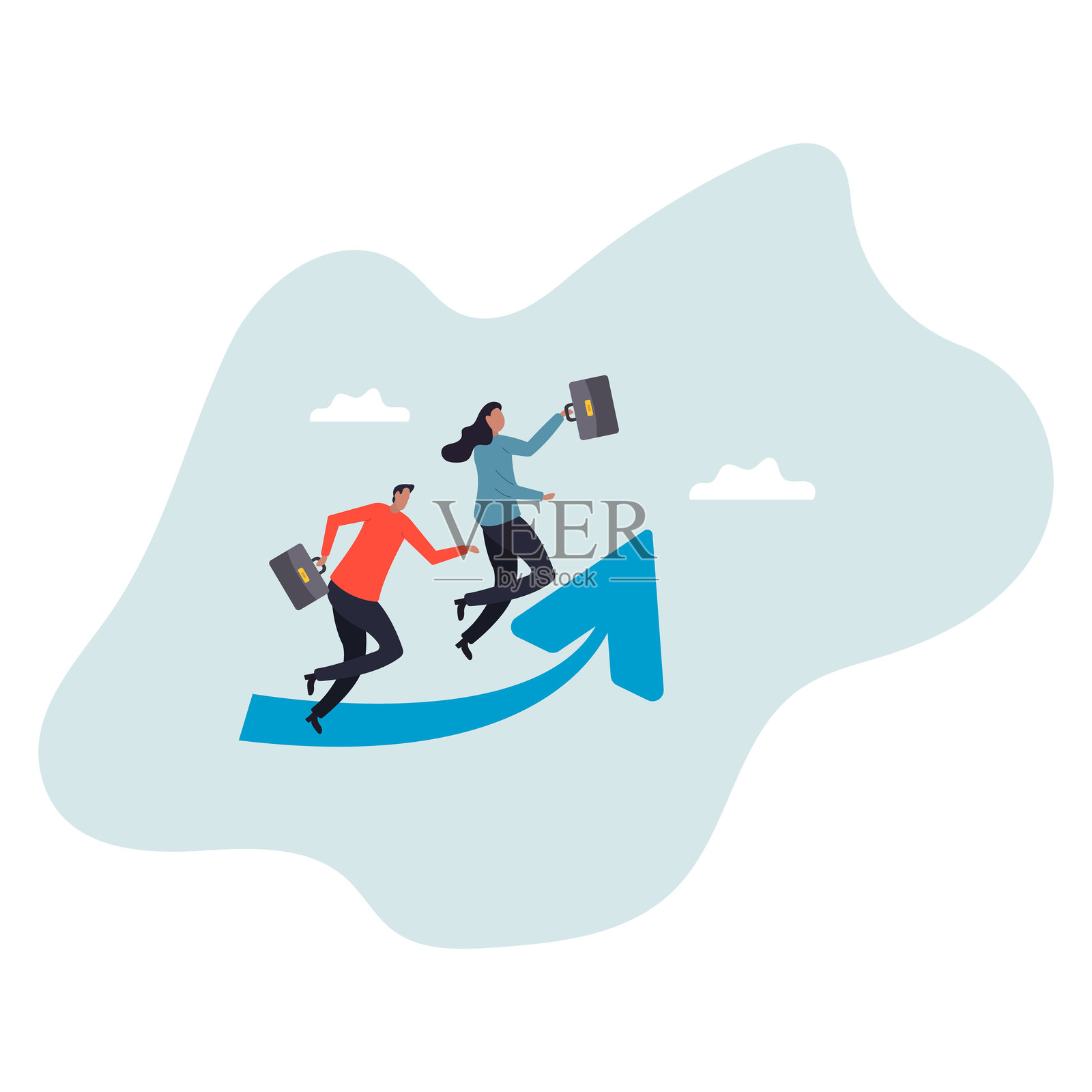 关于一个男人及其生活的成长战略、职业发展路径、商业增长、员工培训或提升、职位晋升。插画图片素材