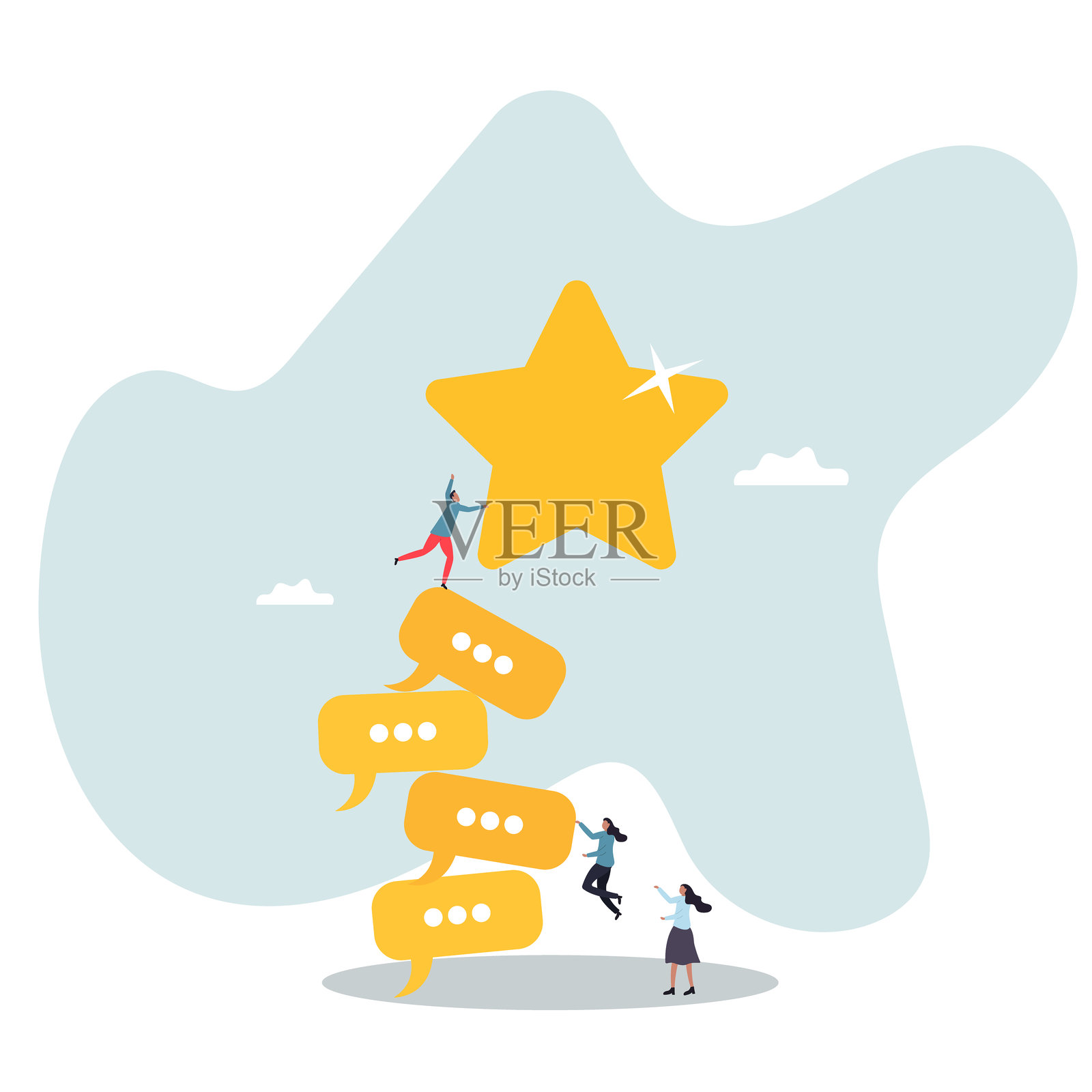 成功的沟通，有效的会议或讨论以获得解决方案并实现目标，关于一个男人及其生活的会议或对话。插画图片素材