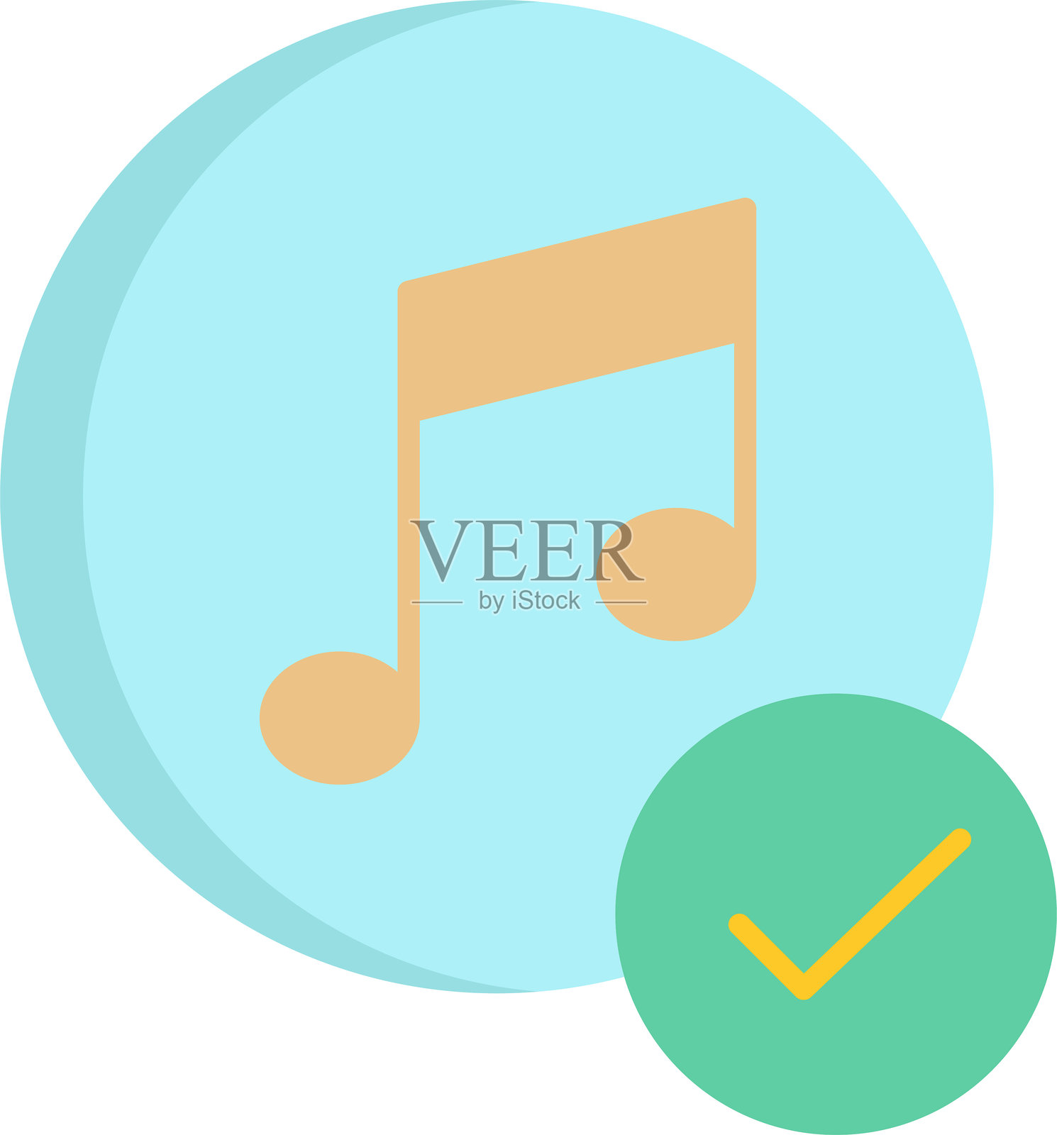 音乐播放列表批准的扁平图标设计插画图片素材