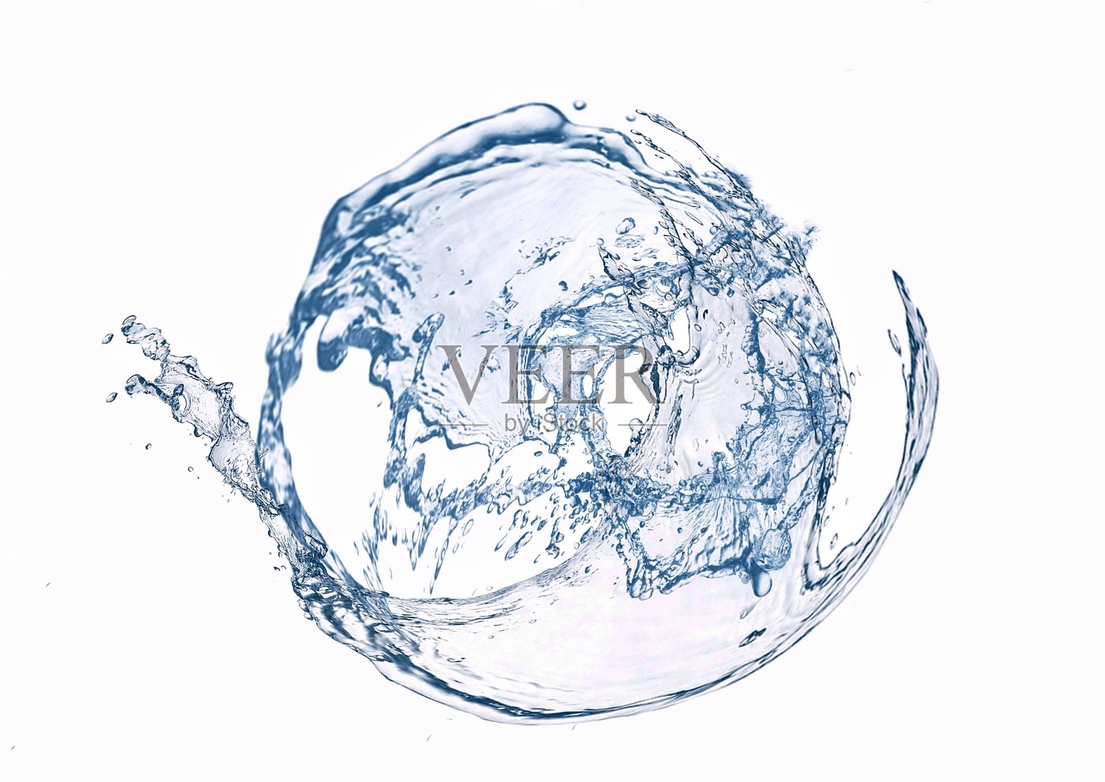 白色背景上的抽象蓝色水滴的3D插图照片摄影图片