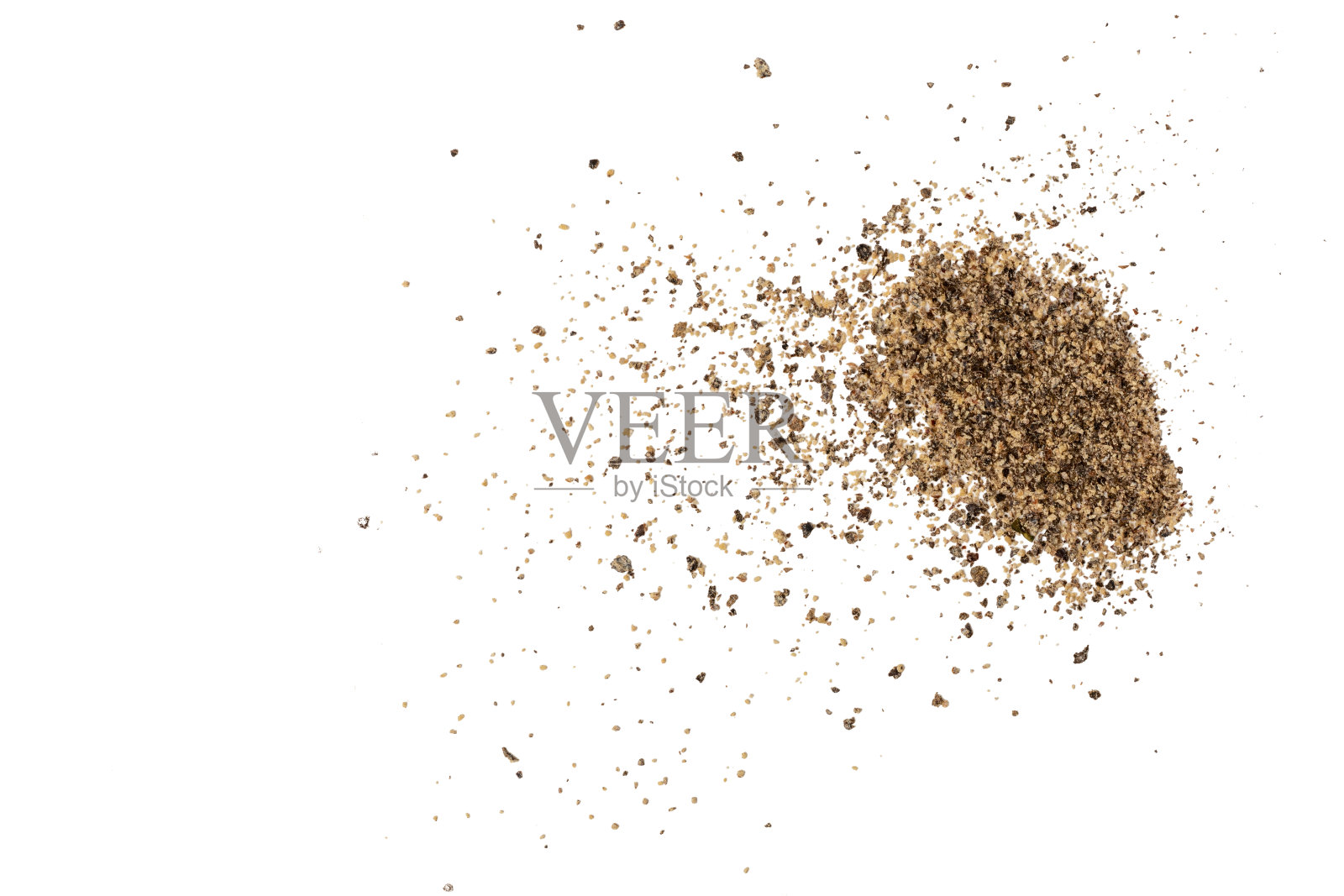 高分辨率相机拍摄的黑胡椒，背景为白色。照片摄影图片