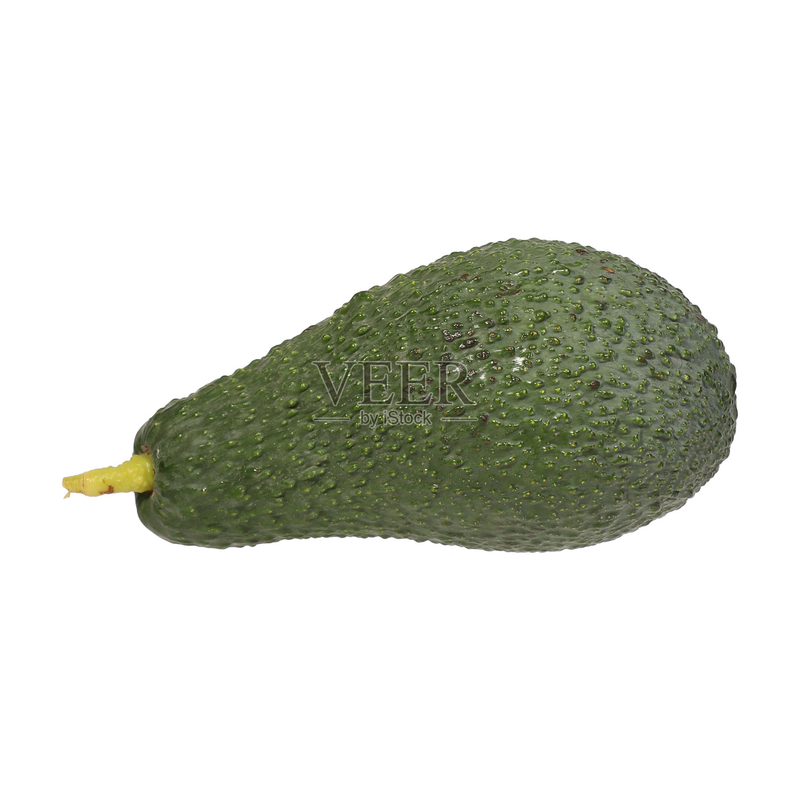 绿色鳄梨带柄，孤立在白色背景上照片摄影图片