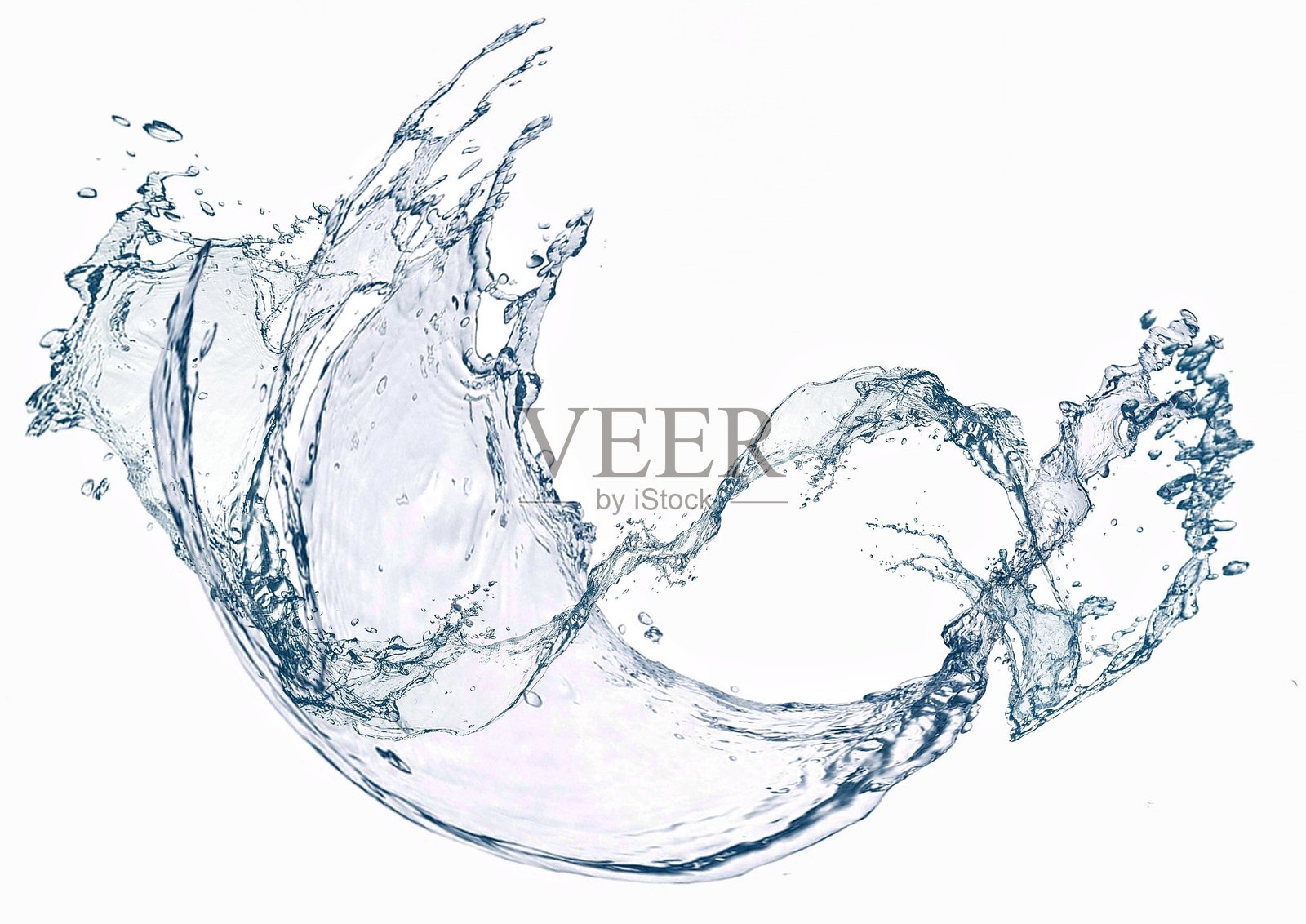抽象蓝色水花的3D插图，背景为白色照片摄影图片