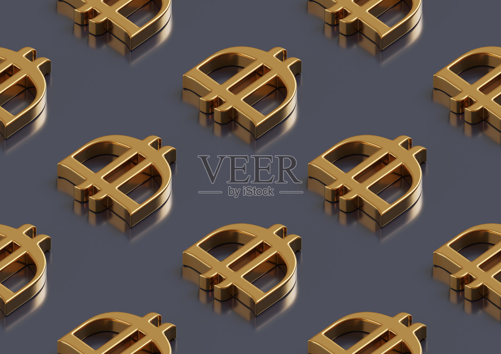 迪拉姆符号等距无缝图案。3D插图。照片摄影图片