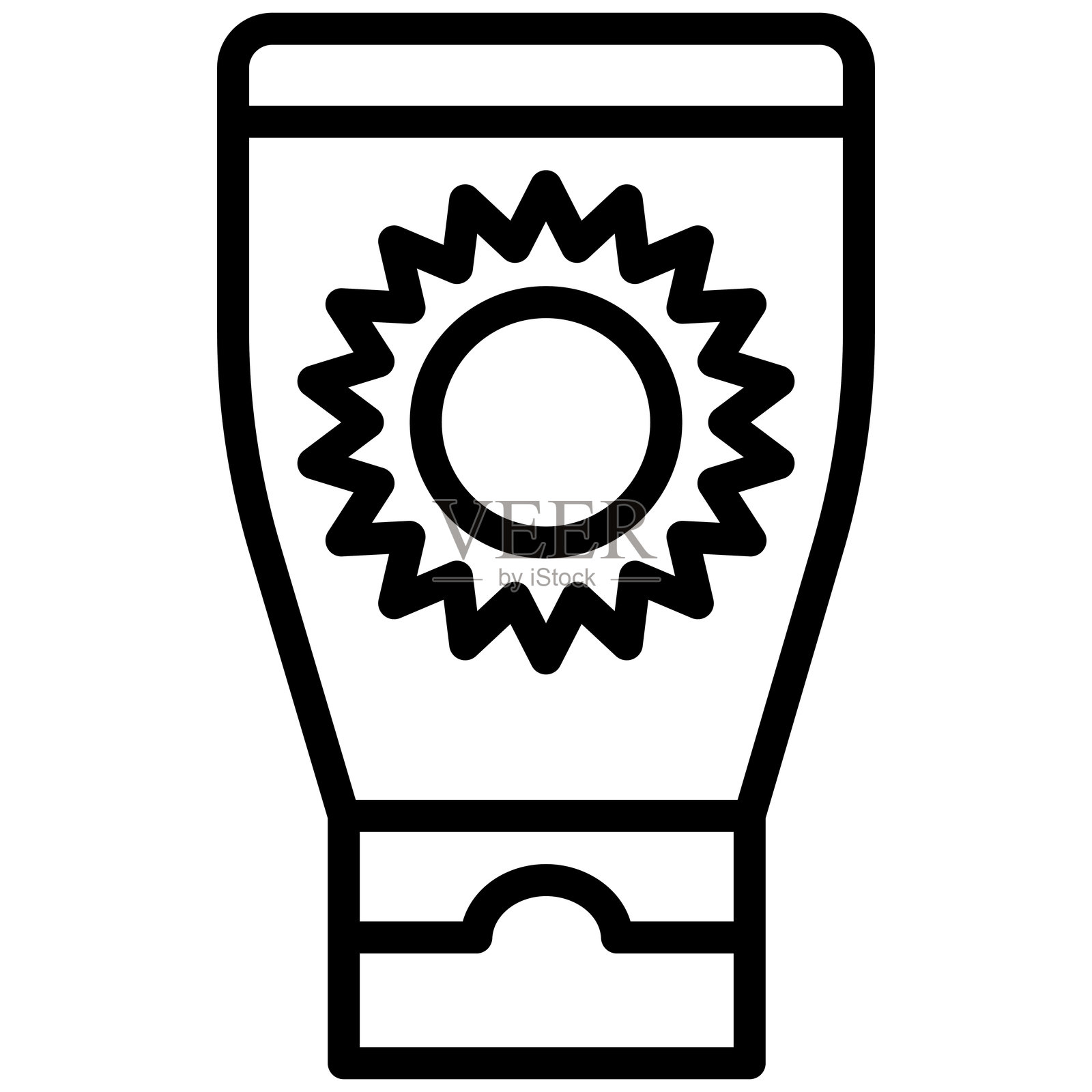 防晒霜瓶图标，黑白轮廓图标符号插画图片素材