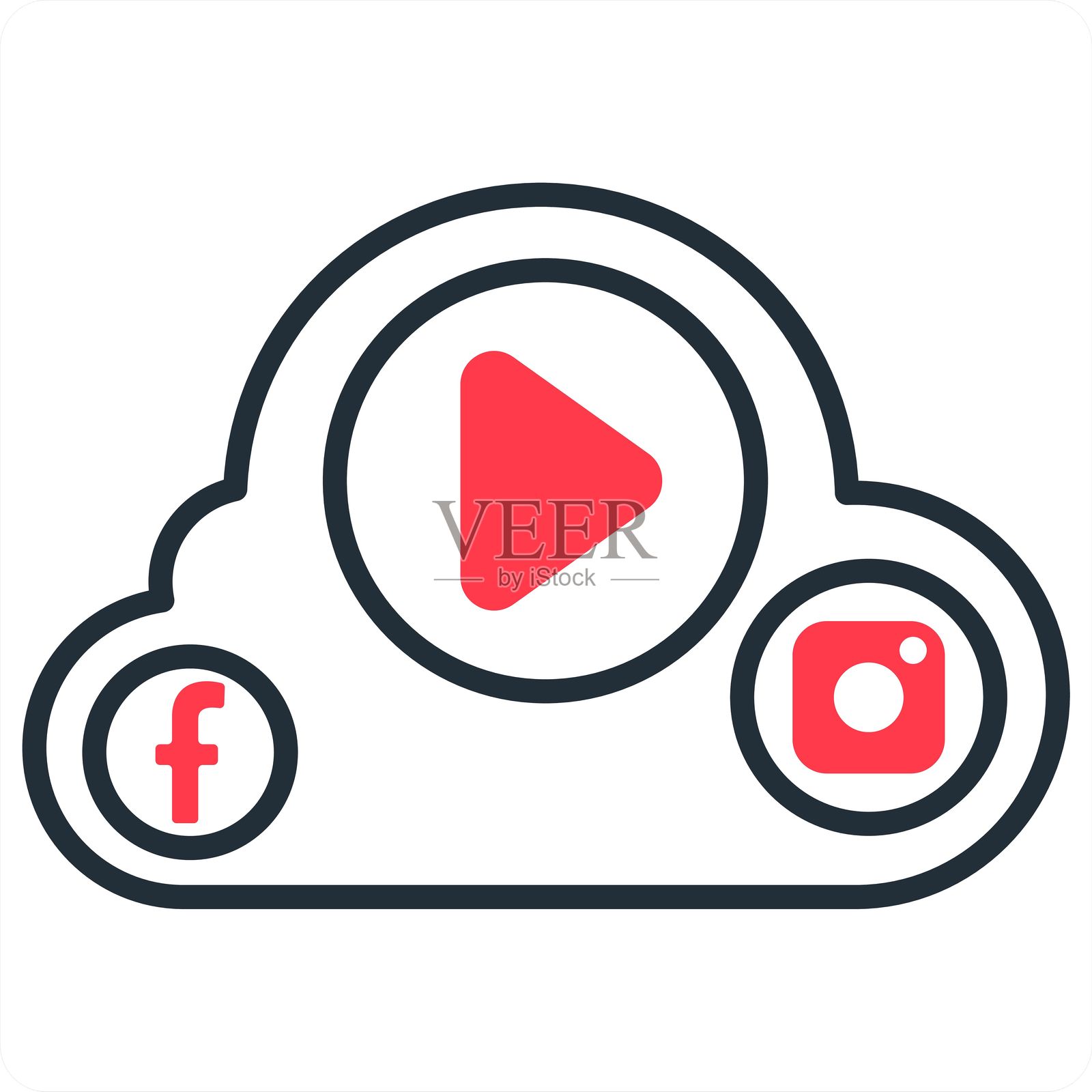 社交视频和数字图标概念插画图片素材