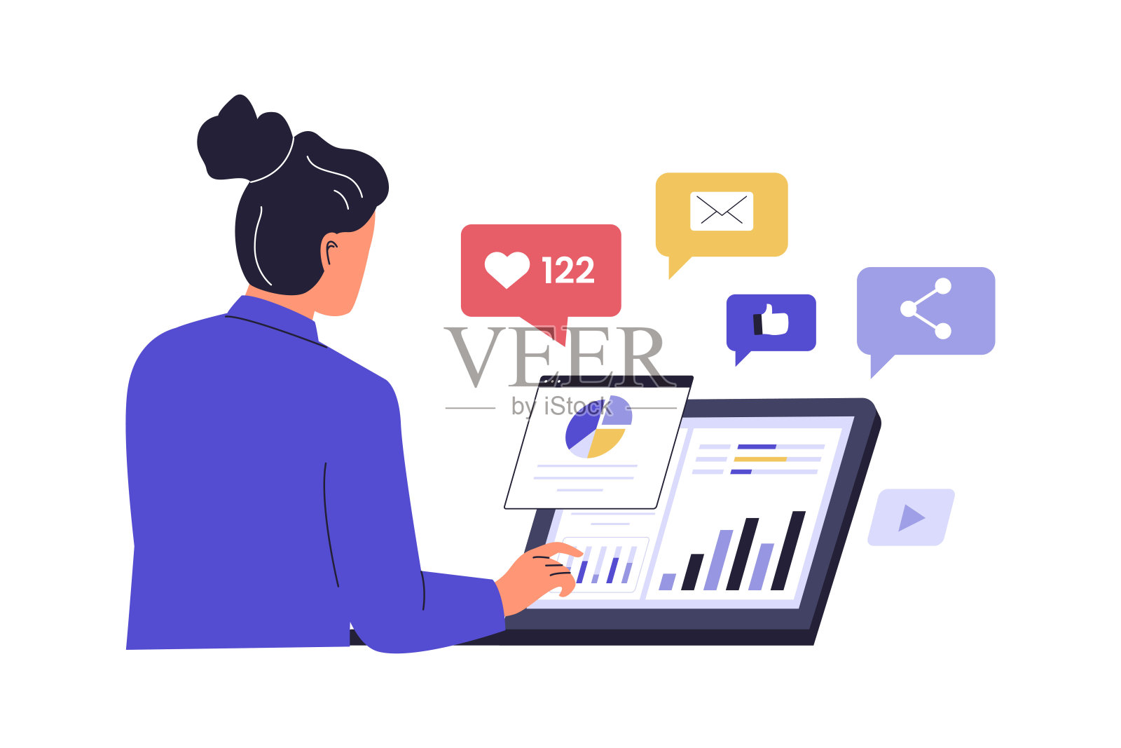 社交媒体营销策略与绩效插画图片素材