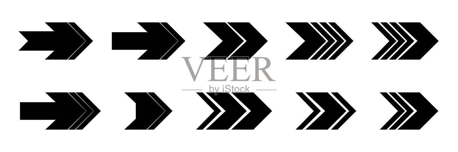 箭头图标集。矢量。EPS 10。扁平风格的箭头插画图片素材