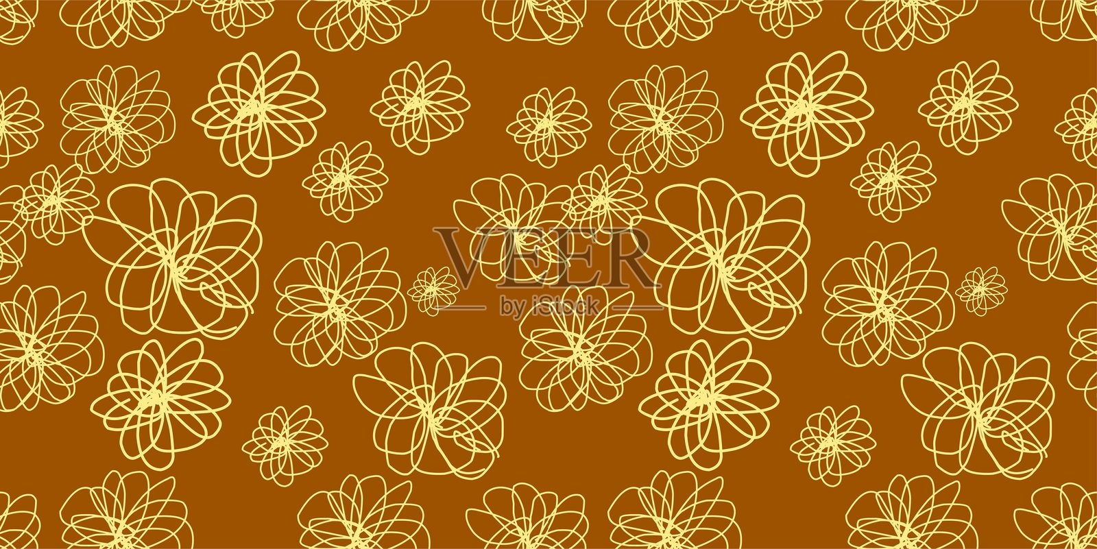 抽象涂鸦花卉无缝图案.eps插画图片素材