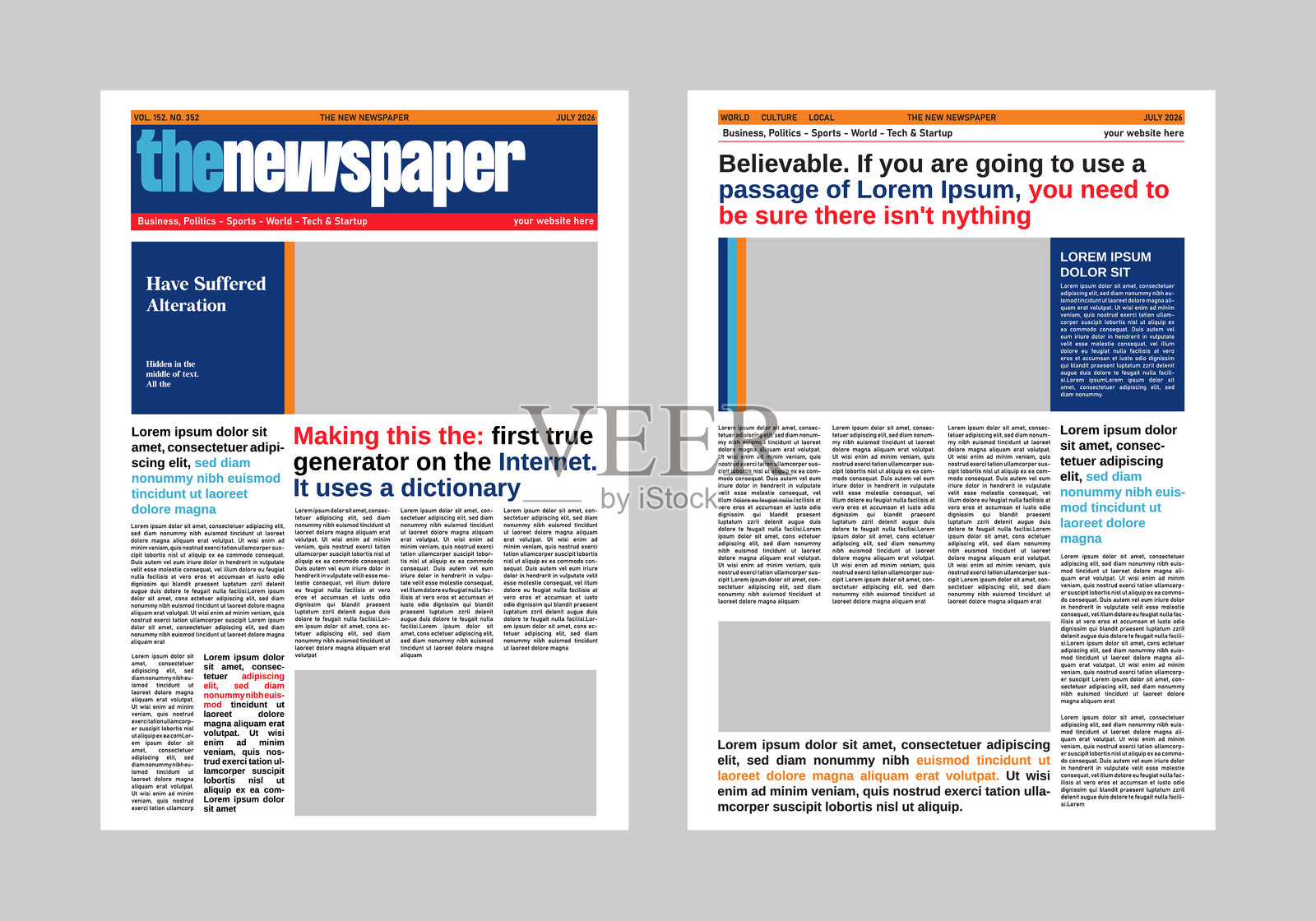 报纸设计模板，经典报纸设计插画图片素材