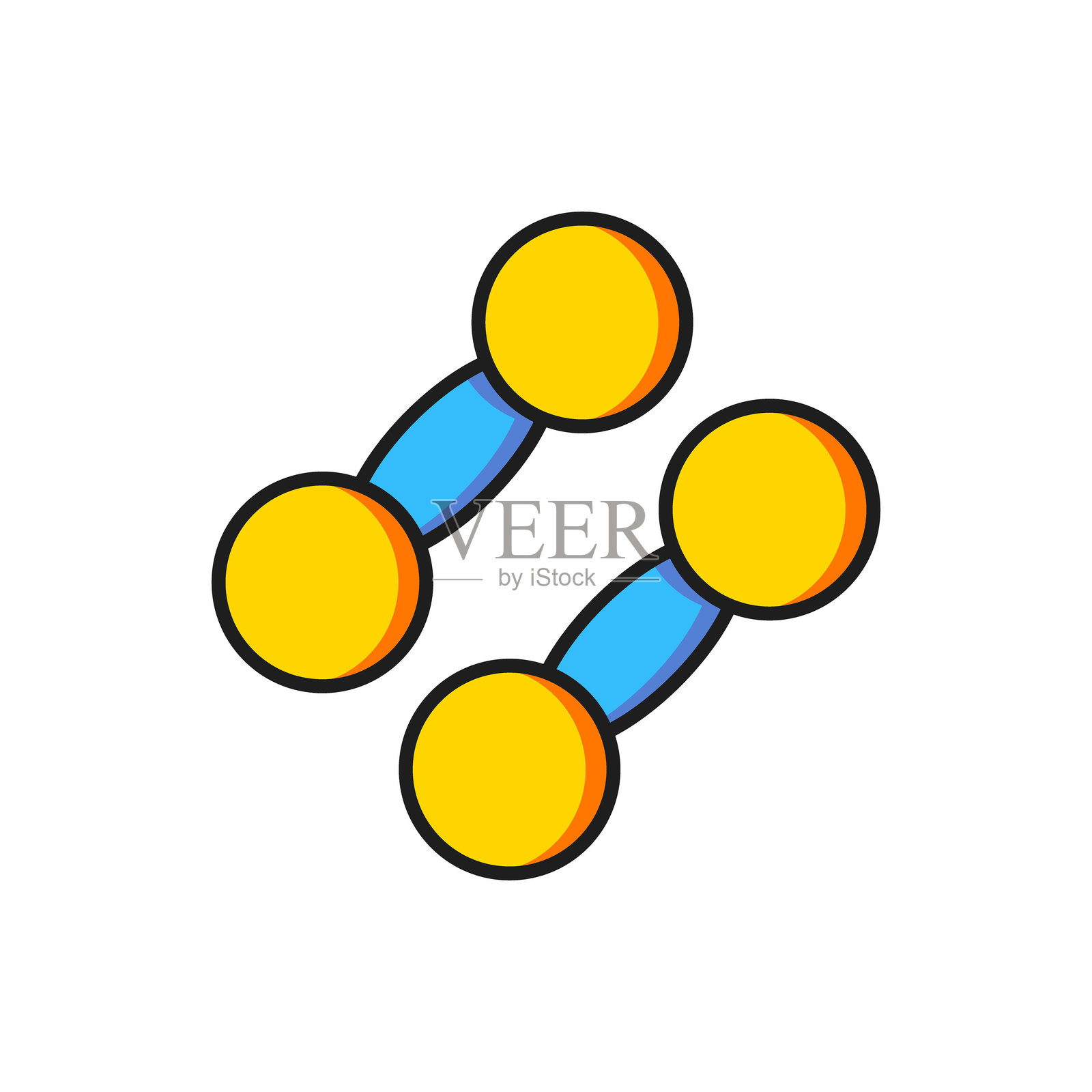 彩色哑铃图标，背景为白色。肌肉举重图标，健身杠铃，体育器材，锻炼哑铃。扁平填充轮廓风格，带阴影。矢量图。插画图片素材