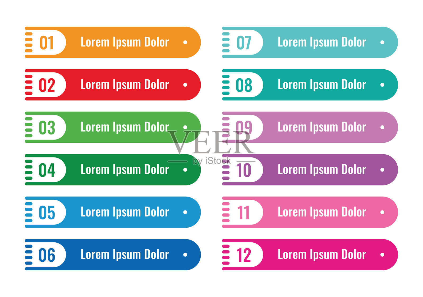 十二个选项的横幅模板。横向条形横幅模板插画图片素材