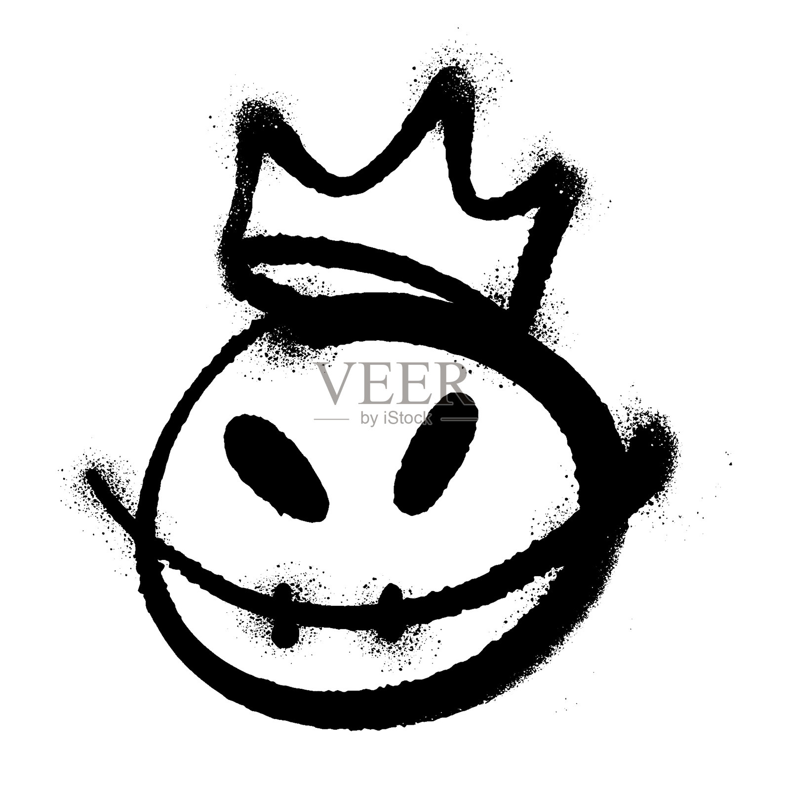 国王表情符号黑白涂鸦喷漆插画图片素材