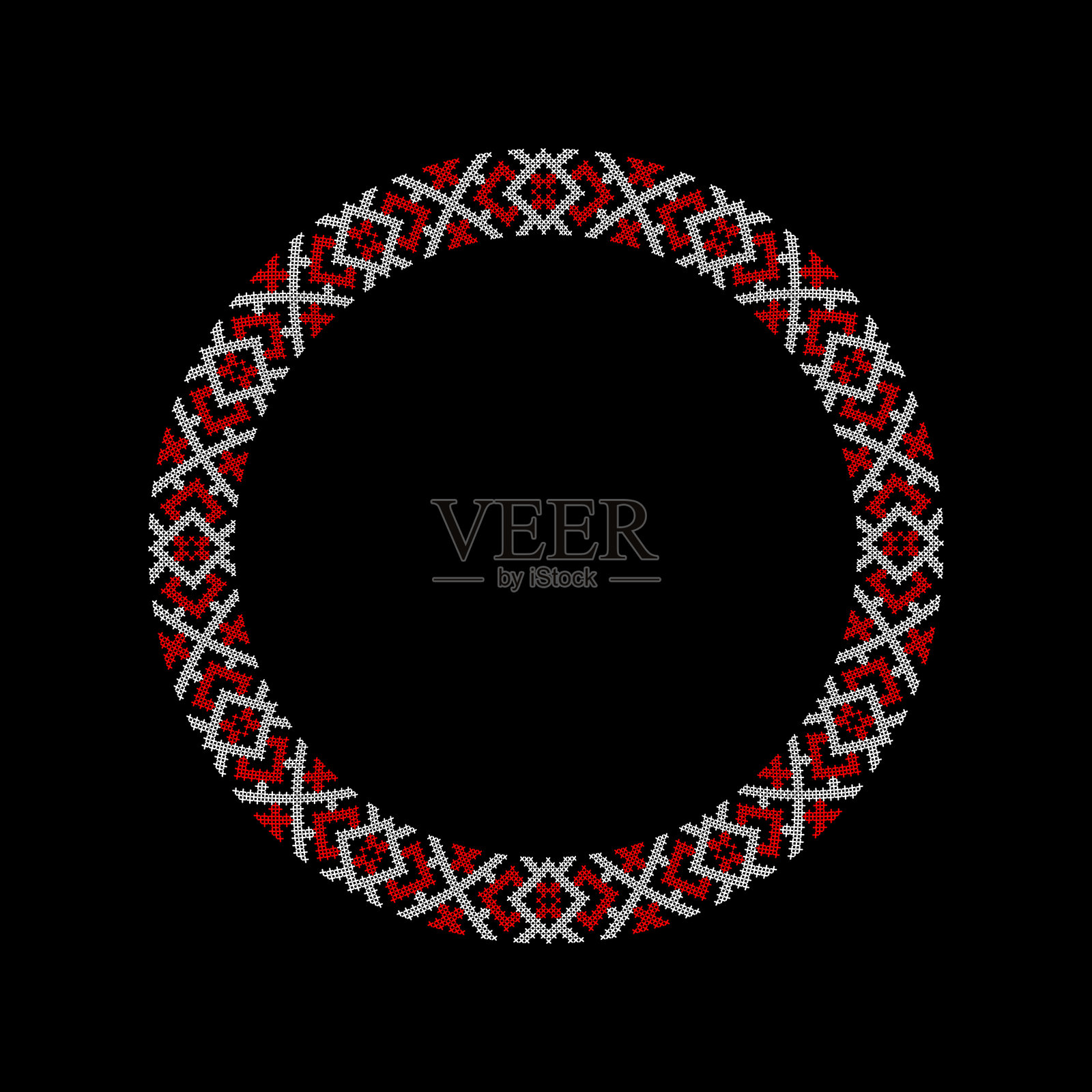 传统乌克兰刺绣圆框插画图片素材