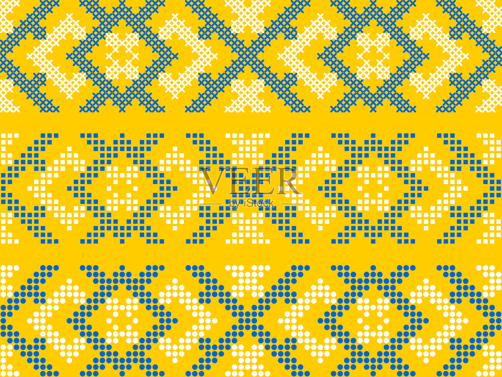 传统乌克兰刺绣图案，民族十字绣装饰插画图片素材