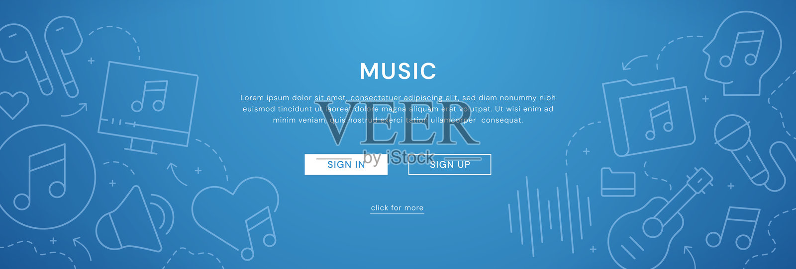 现代音乐网页横幅矢量插图插画图片素材