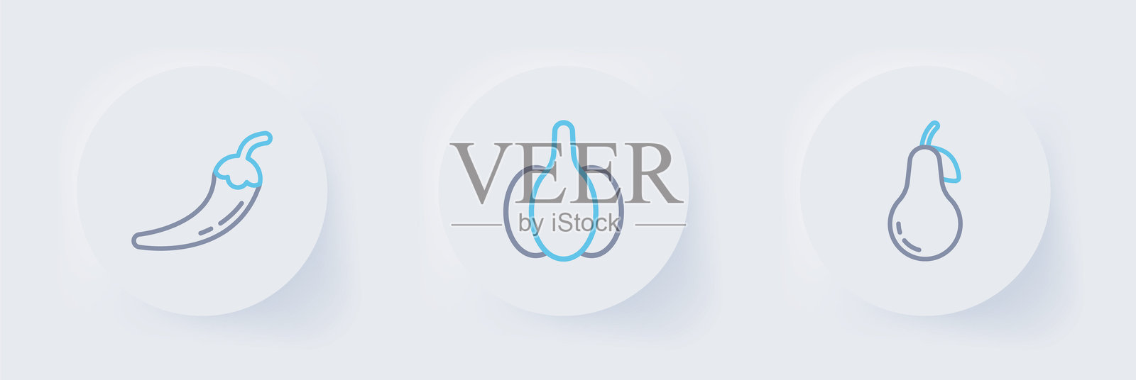 梨、蒜和辣椒荚图标。矢量图。插画图片素材